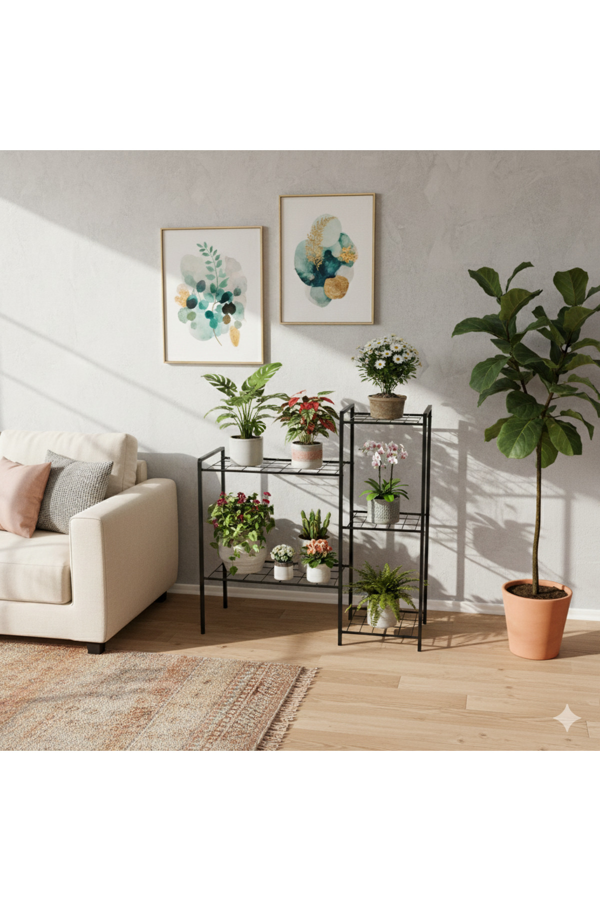 Vovikon Metal 5 Raflı Saksı Standı Modern Dekoratif Saksılık