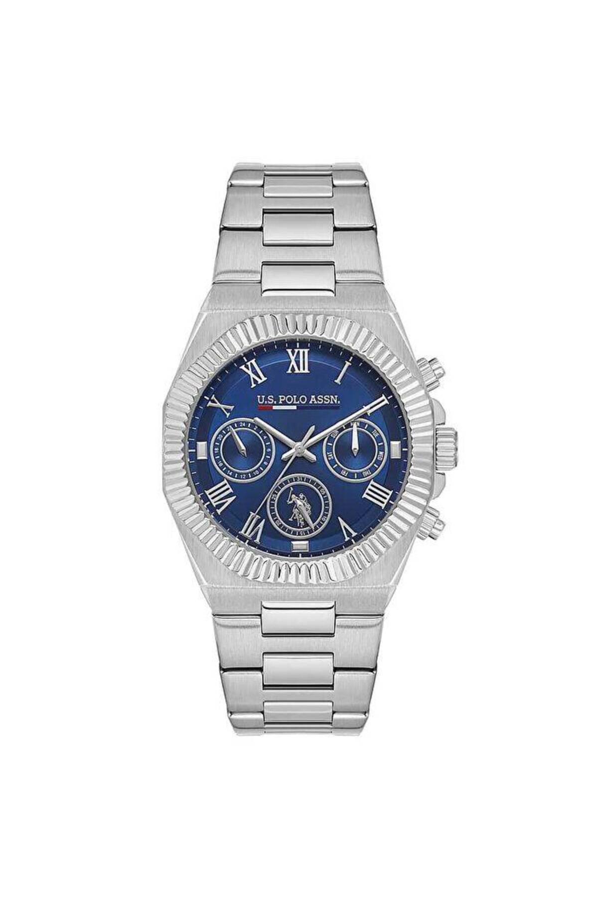 یو اس پولو ساعت مچی مردانه USPA1128-01 کوارتز استیل صفحه سرمه‌ای خاکستری 40 میلی‌متری