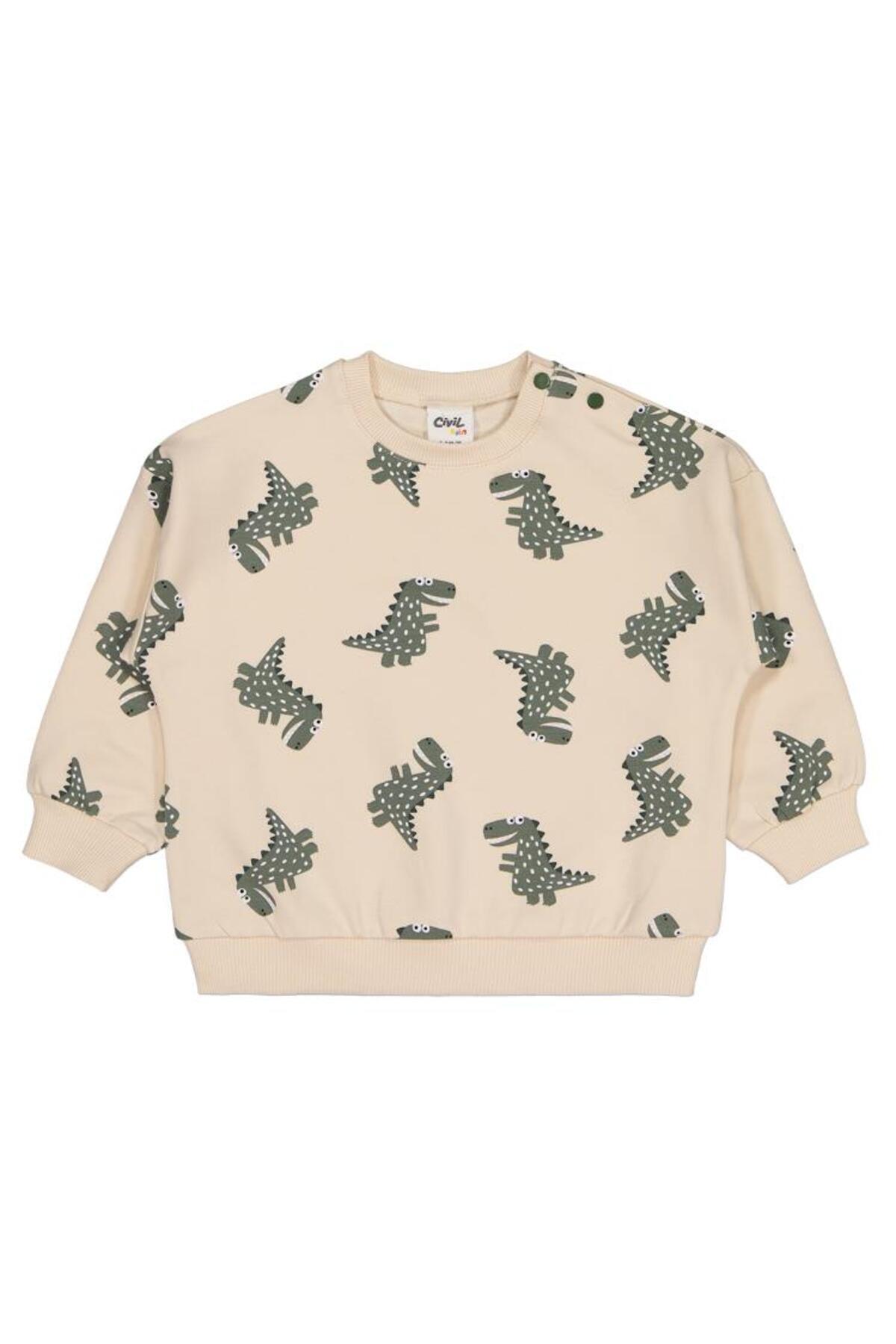 سیویل بیبی سویشرت طرح داینو خالدار سایز ۶-۱۸ ماه - بژ ۹-۱۲ ماه سیویل بیبی سویشرت طرح داینو خالدار سایز ۶-۱۸ ماه - بژ ۹-۱۲ ماه