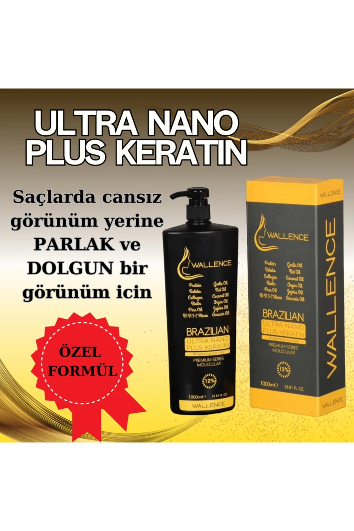Wallence Krem Keratin Ekstra Düzlük Parlaklık 1000ML — ar-4123 — تصویر 2 از 2