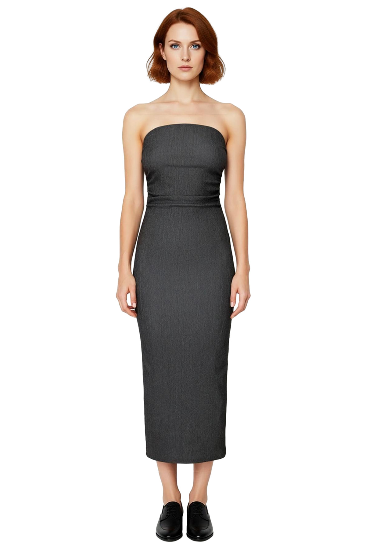 Kadın Midi Straplez Örme Elbise Bodycon Kalıp Yazlık Günlük Hafta Sonu Yaz Aylarının Vazgeçilmezi