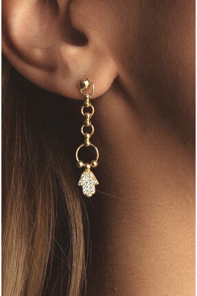 limon jewellery Fatma Ana Eli 925 Ayar Gümüş Küpe