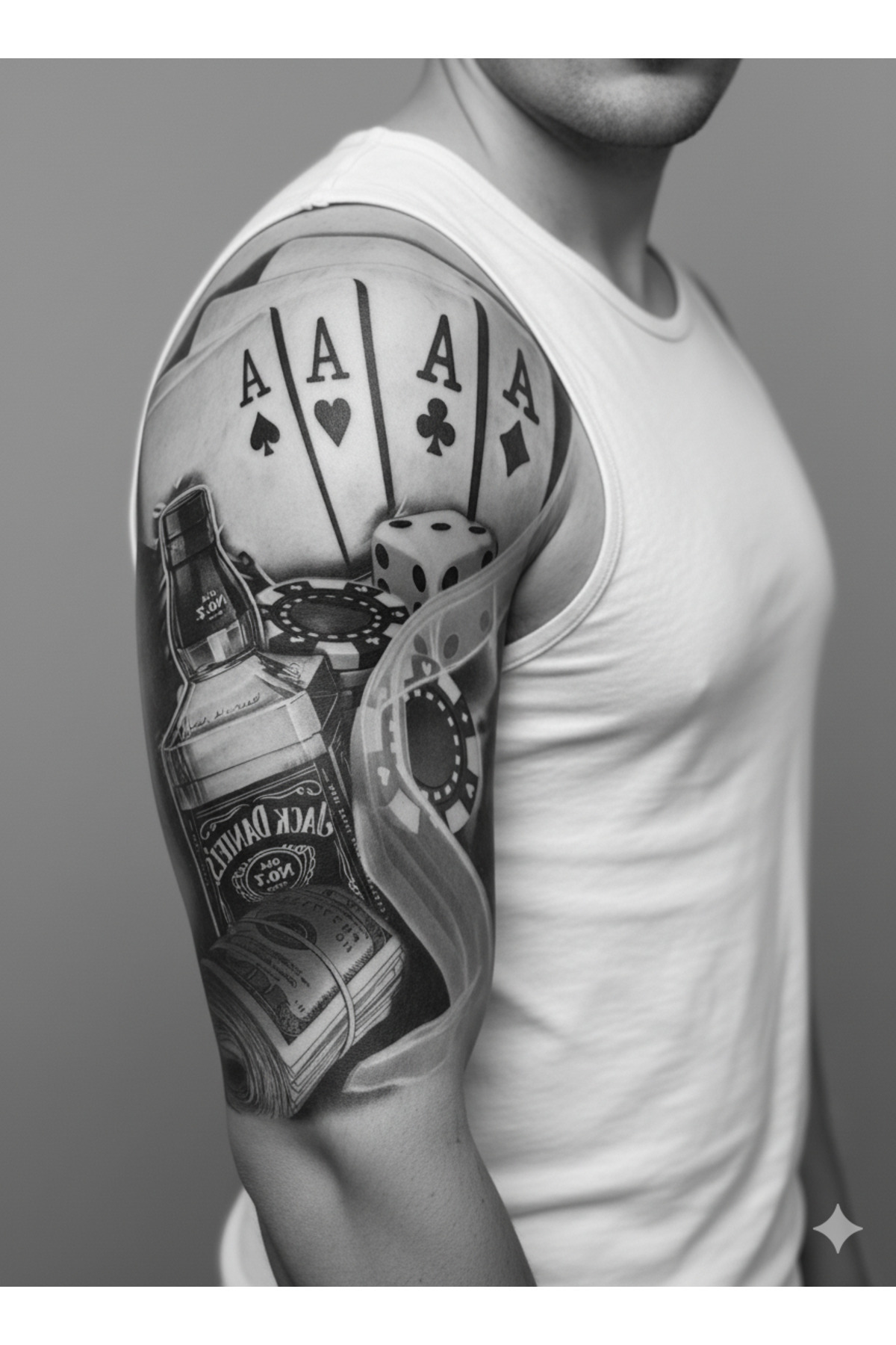 Glapzen Poker Eli ve Viski Tasarımlı Geçici Dövme – Eğlenceli, Şık ve Suya Dayanıklı