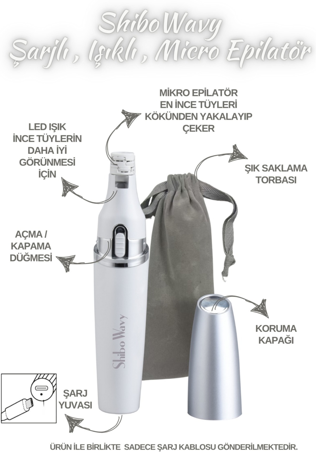 Ultra Mikro Yüz Epilatörü ŞARJLI ( Cımbızlı Sistem - İp & Ağda Etkisi - Yüz ve Kulak İçin) — UltraMikro1 — تصویر 6 از 9