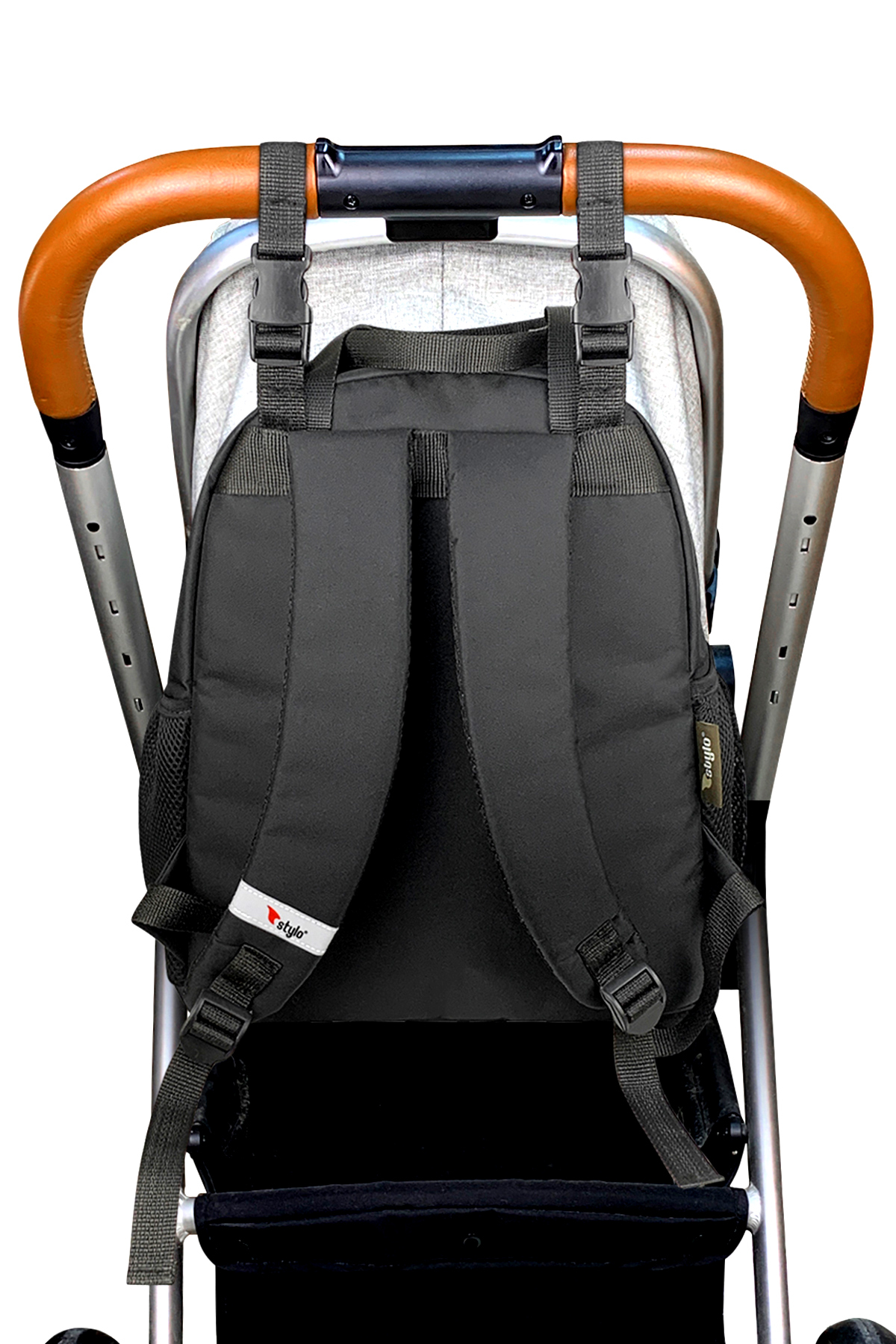 Stylo Mommy Bag Bebek Bakım Kadın Omuz Çantası + Popi Anne Kadın Sırt Çantası Termos Çanta Hediye-Siyah fotoğrafı 6 (önizleme)