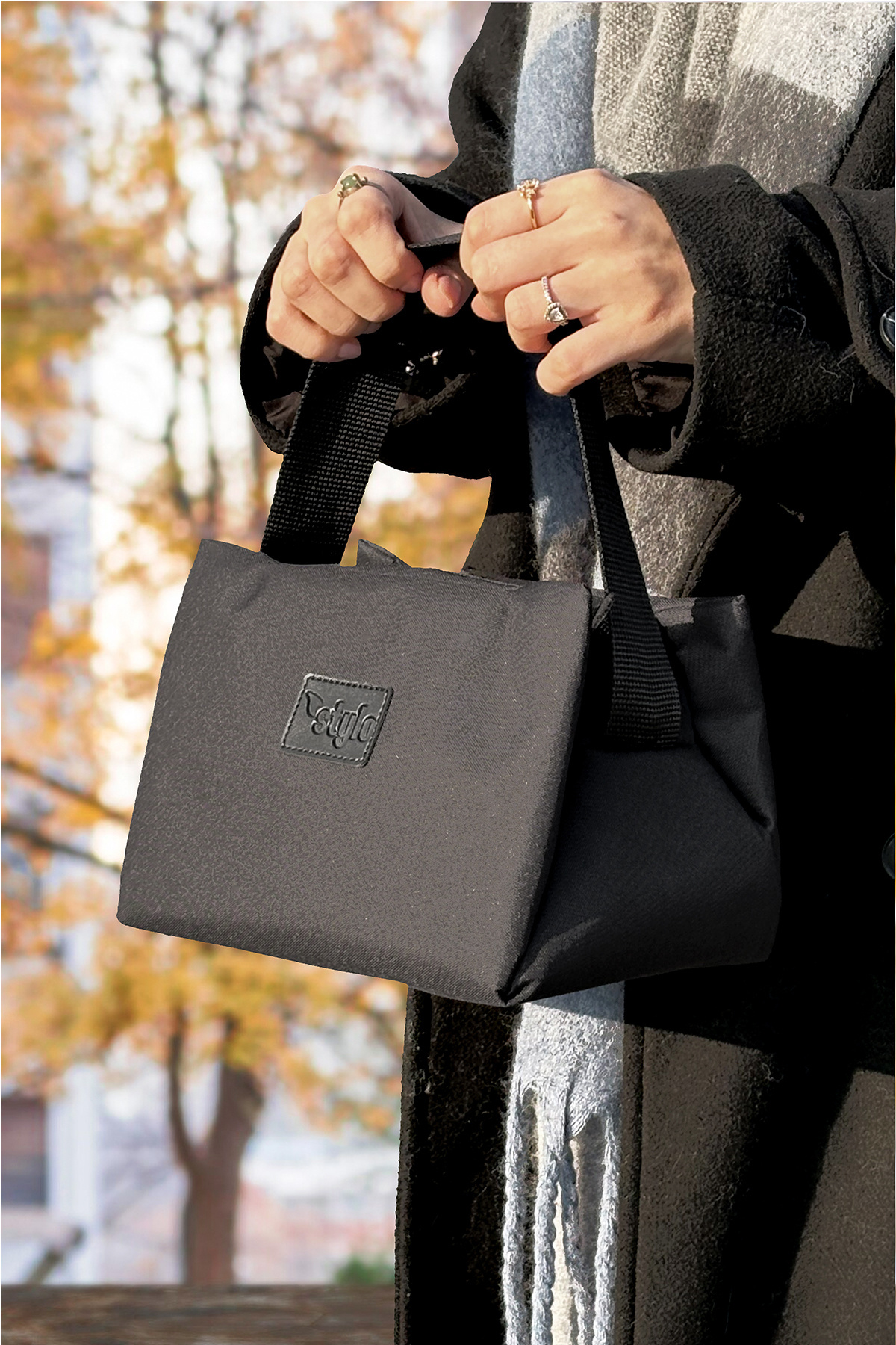 Stylo Mommy Bag Bebek Bakım Kadın Omuz Çantası + Popi Anne Kadın Sırt Çantası Termos Çanta Hediye-Siyah fotoğrafı 7 (önizleme)