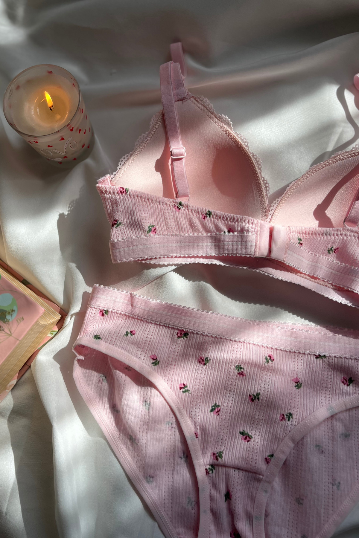 Lola Of Shine  Yayoi Kusama-Pembe Pamuklu Çiçek Desenli Bralet set - Görsel 10