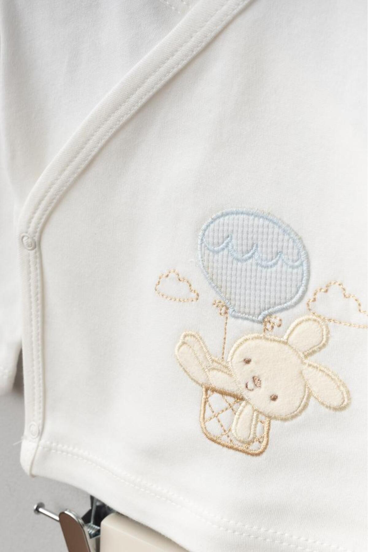 Bebitof Balonlu Tavşan Desenli 10 Parça Kutulu Yenidoğan Hastane Çıkışı %100 Pamuk Zıbın Seti fotoğrafı 2 (önizleme)