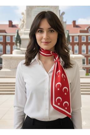 tarzınısec Ayyıldız Desenli Türk Bayraklı Kravat / Eşarp / Fular