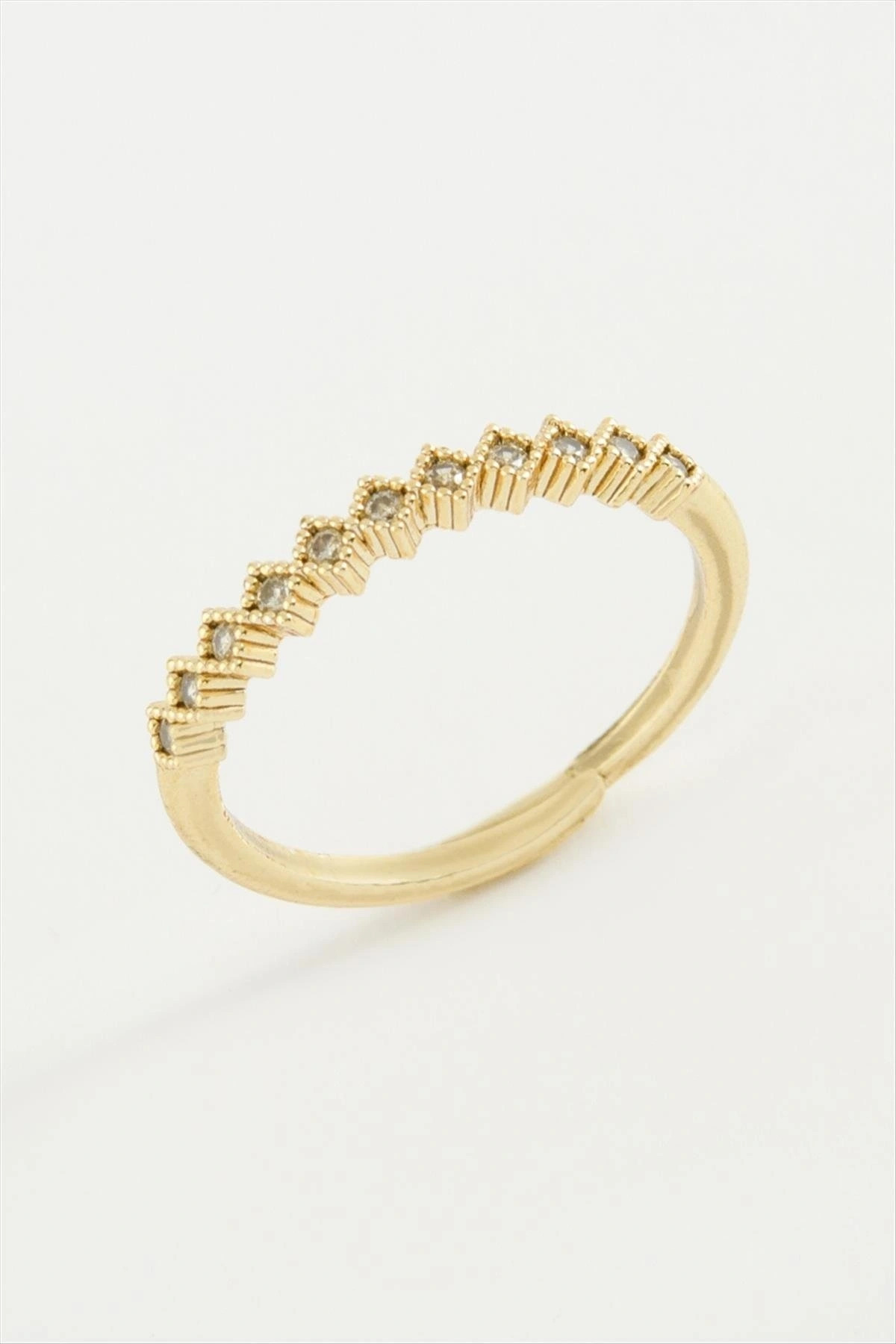 Glowify Store BUĞZ Baklava Şekli Taşlı Metal Yüzük