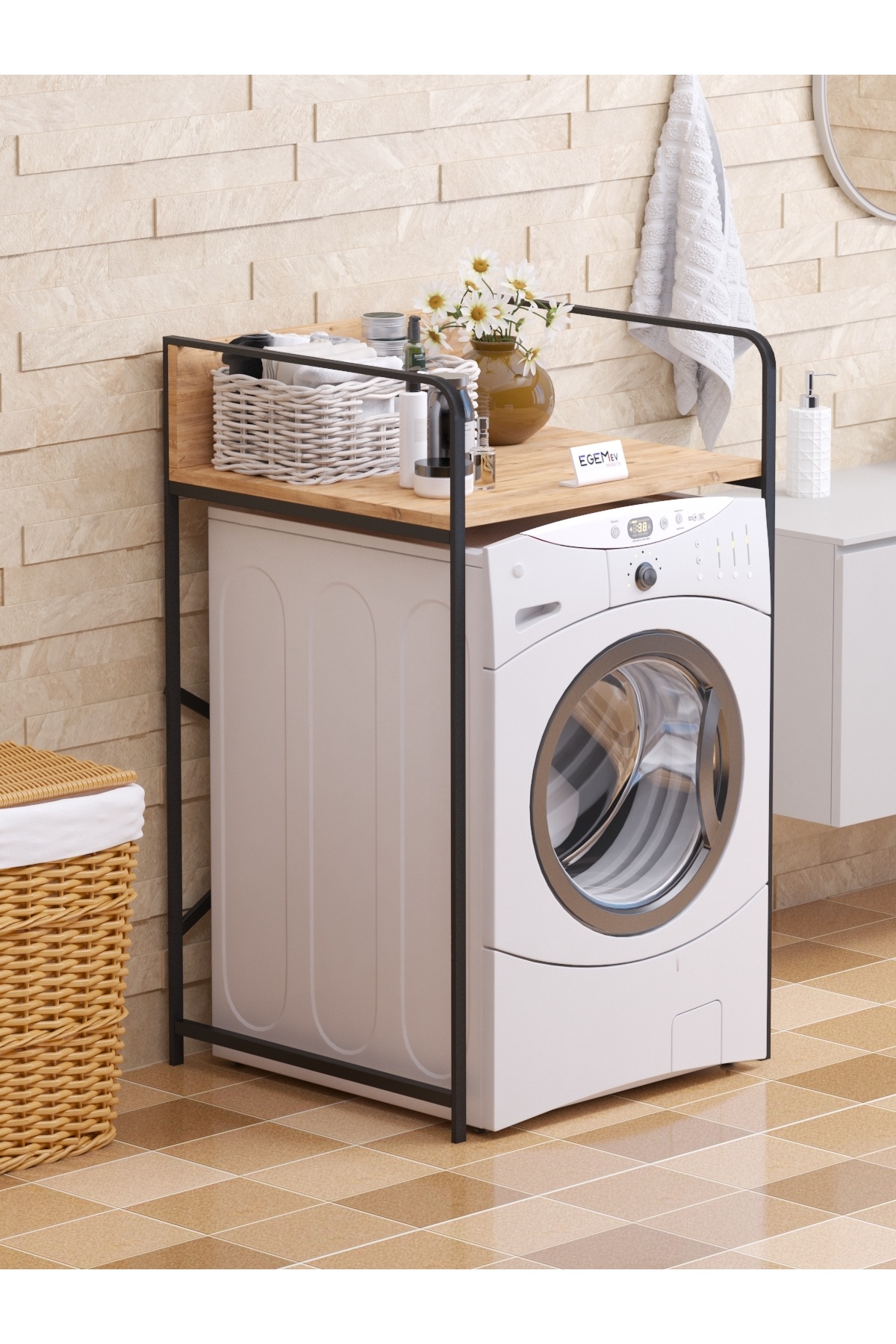 EGEMEV Banyo Dolabı Çamaşır Ve Kurutma Makinesi Dolabı Çamaşır Makinesi Üstü Düzenleyici çok amaçlı