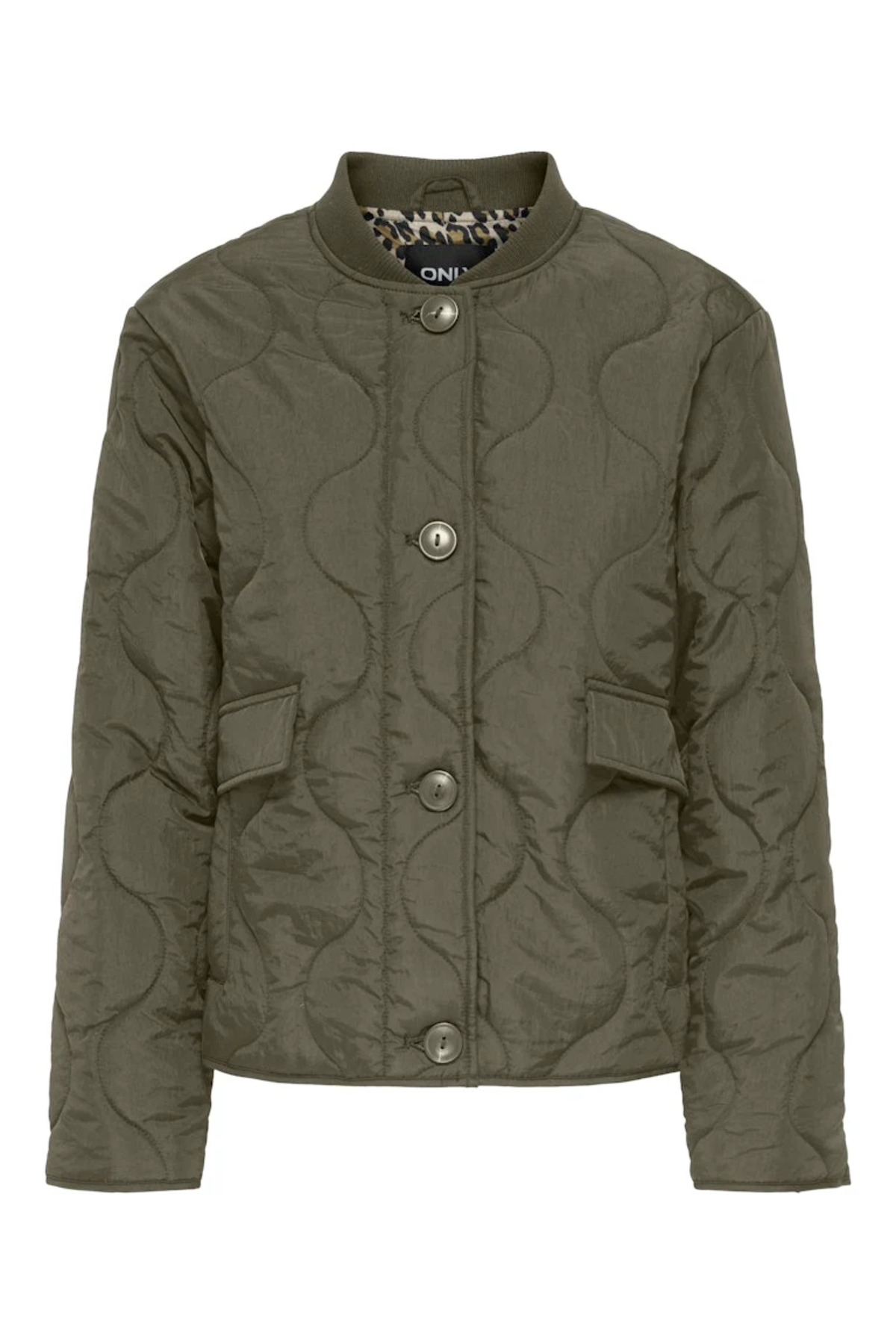 ONLY  Onlsalsa Leo Jacket Cs Otw Kadın İçi Leopar Astarlı Kapitone Tarz Mont 15357514