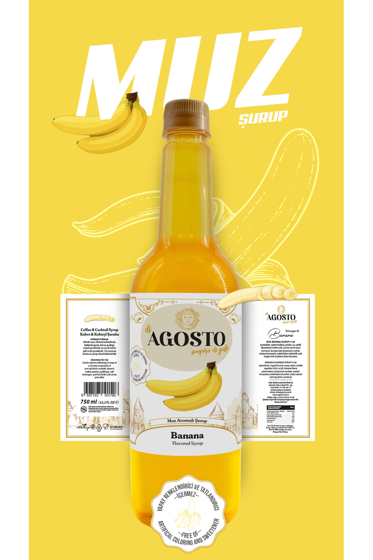 AGOSTO Muz (Banana) Şurup 750 ml