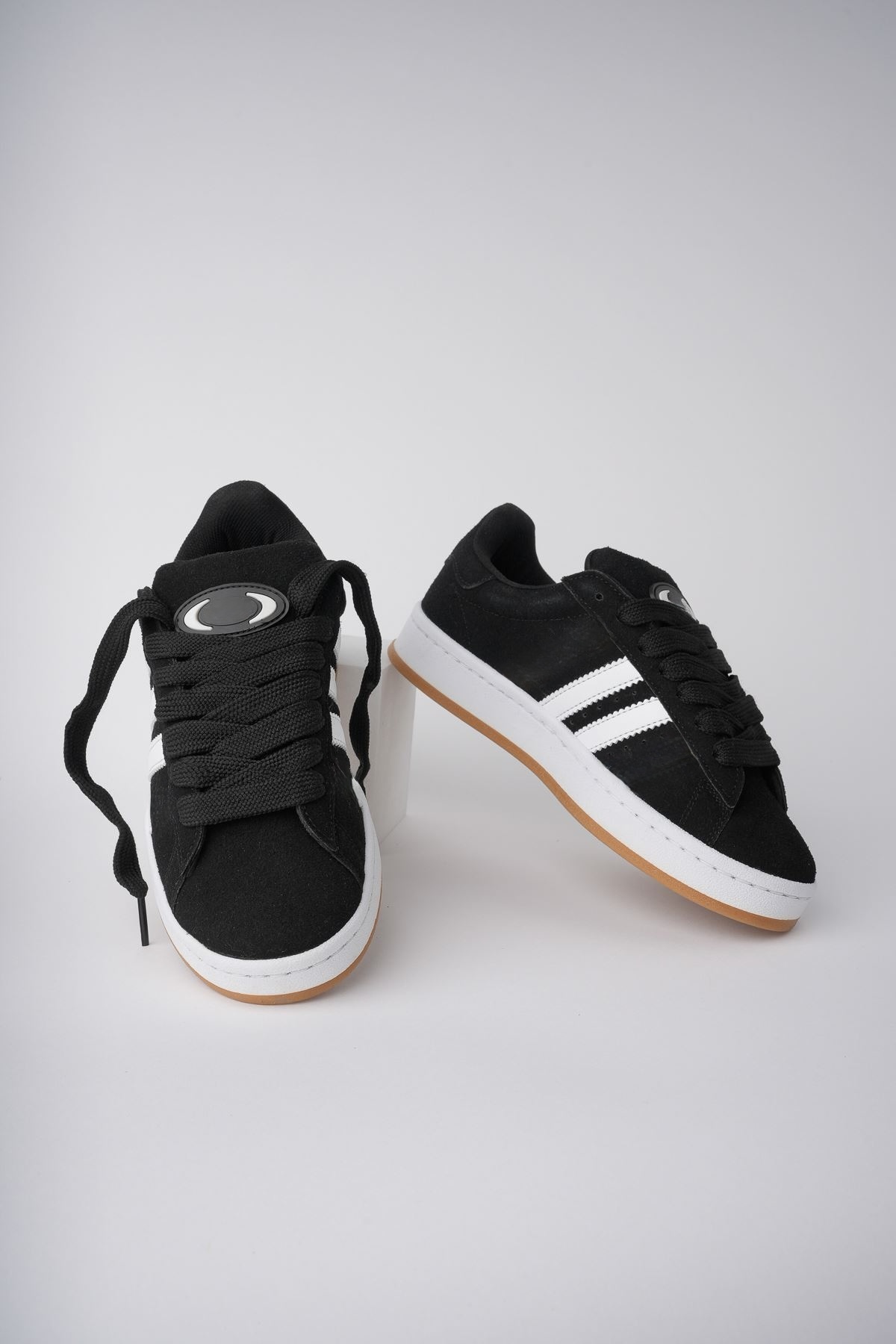 CAMPUSS  Black Sneaker Kaydırmaz Taban Dar Kalıptır Kalın Beyaz Bağcık Hediyeli 🎁 - Görsel 3