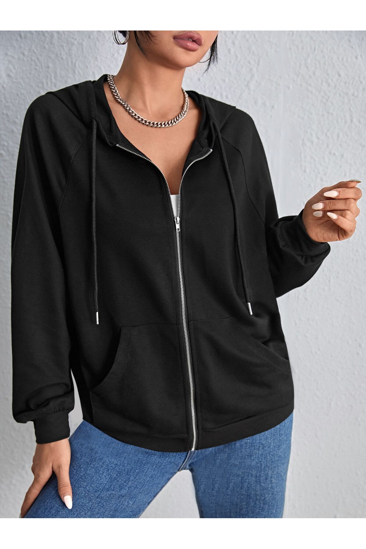 Gollinger Kadın Fermuarlı Kapüşonlu Sweatshirt görsel 3