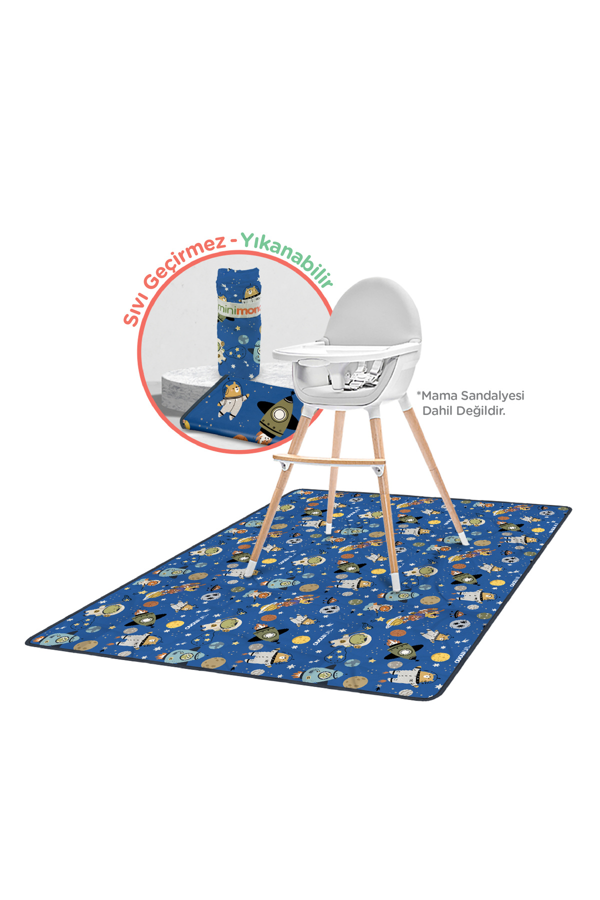 Minimono Mama Sandalyesi Ve Aktivite Örtüsü - Kaydırmaz Taban - Su Itici Yüzey - Yıkanabilir - 145x120cm