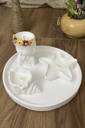 KUTAYKO Büyük Tepsili deniz kabugu ve cicekci kız seti