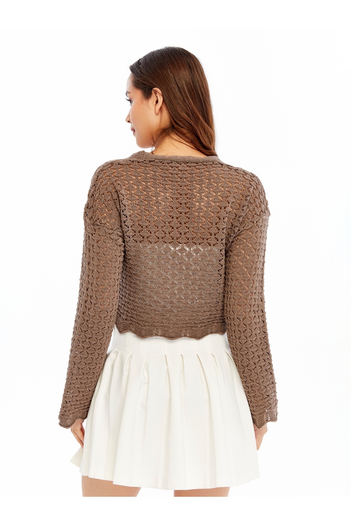 MA ananas  Ajurlu İp Bağlamalı Kısa Hırka - Görsel 6