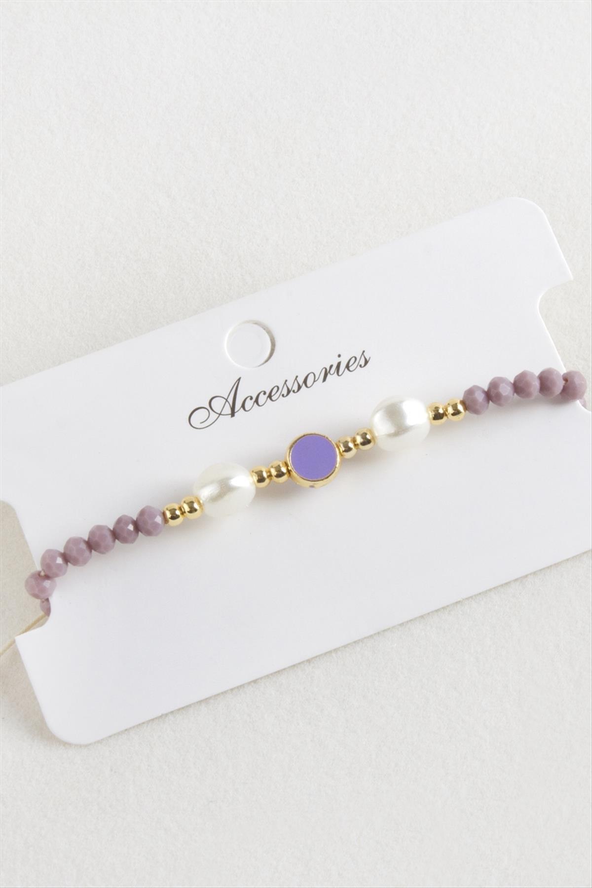 fantastik store Mineli İnci Kristal Makrome İp Bileklik