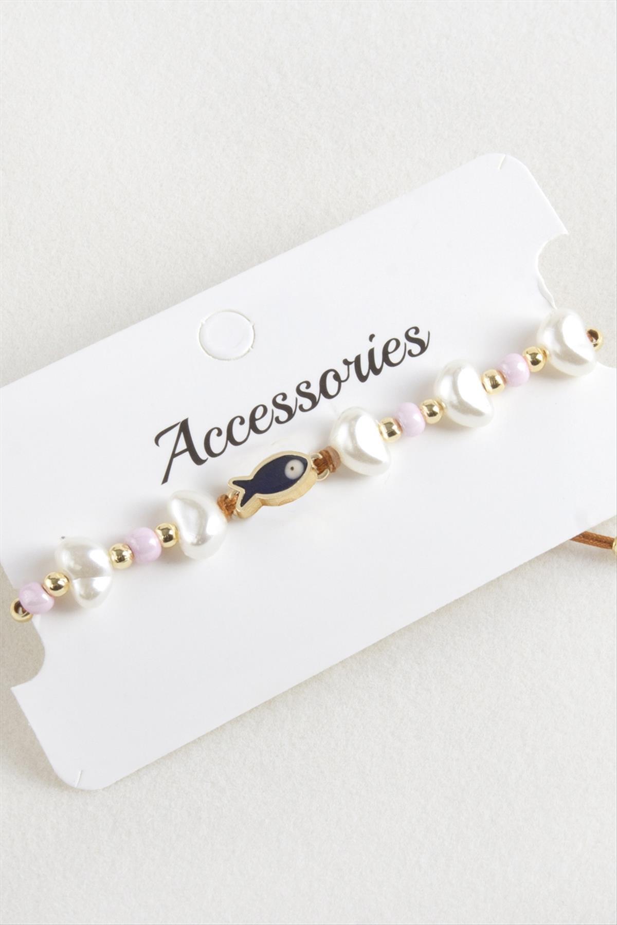 fantastik store Balık İnci Boncuk Makrome İp Bileklik