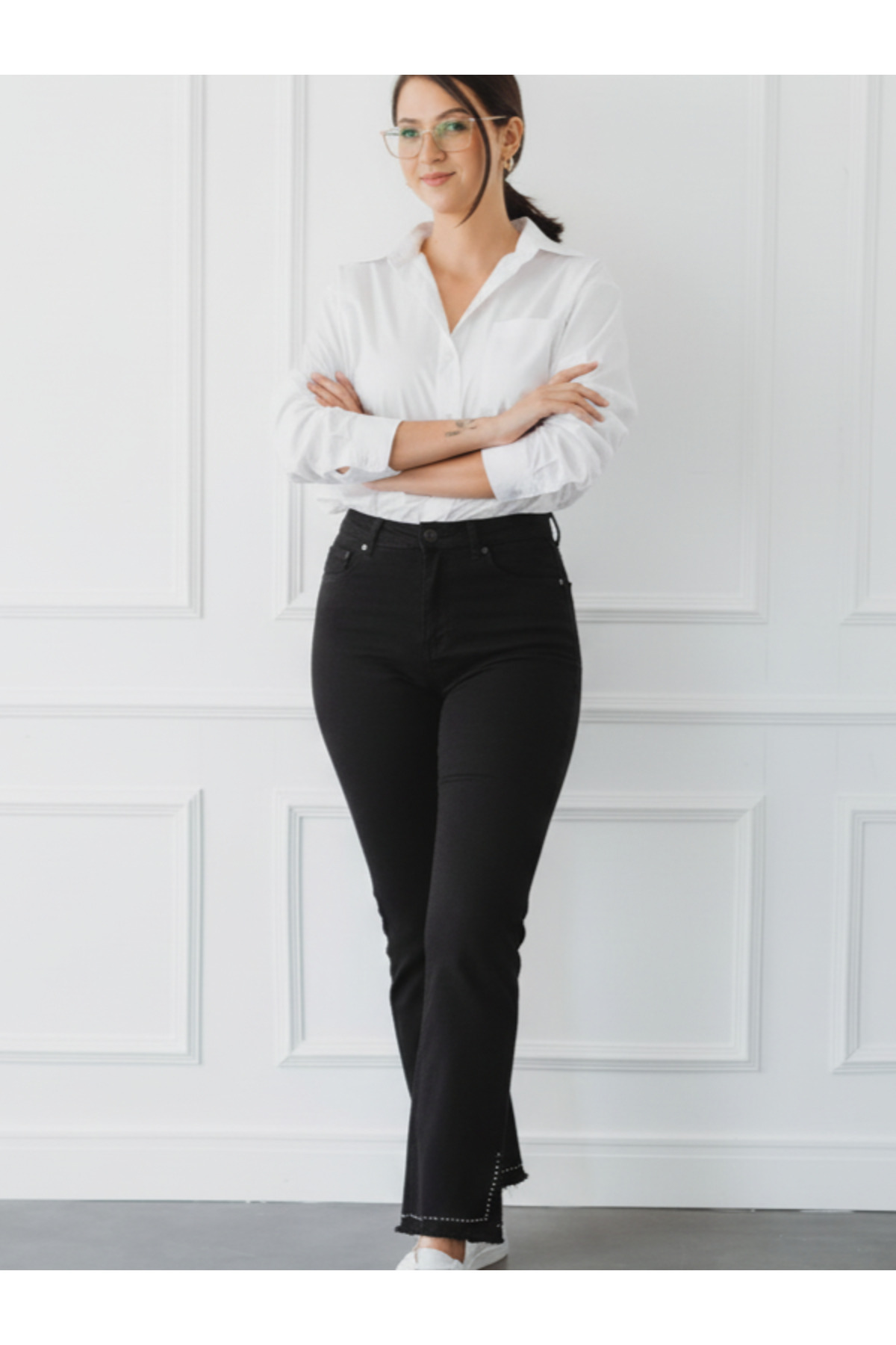 Vox Collection Büyük Beden Yırtmaç Detaylı Denim Pantolon