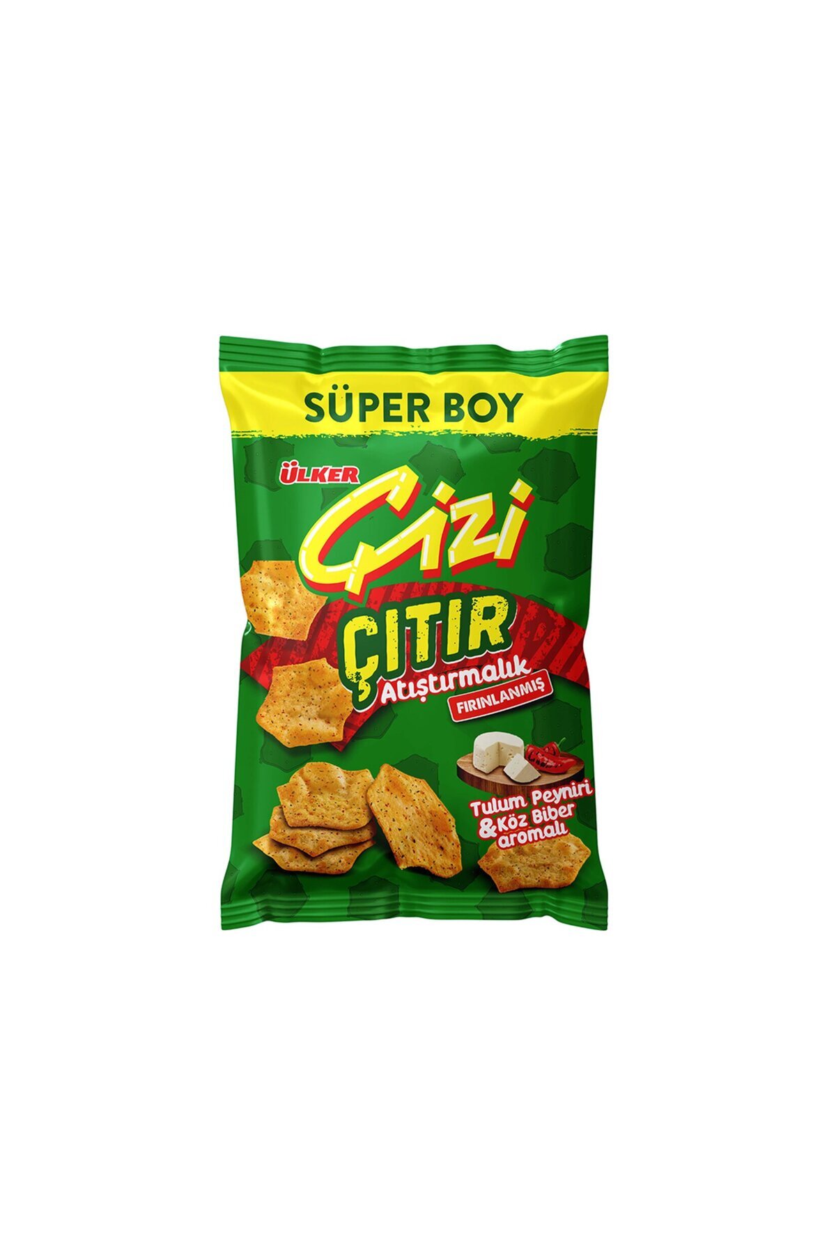 Ülker ÇİZİ ÇITIR Atıştırmalık - Tulum Peyniri & Köz Biber Aromalı Çerez - Süper Boy - 120 gram - 14 Adet
