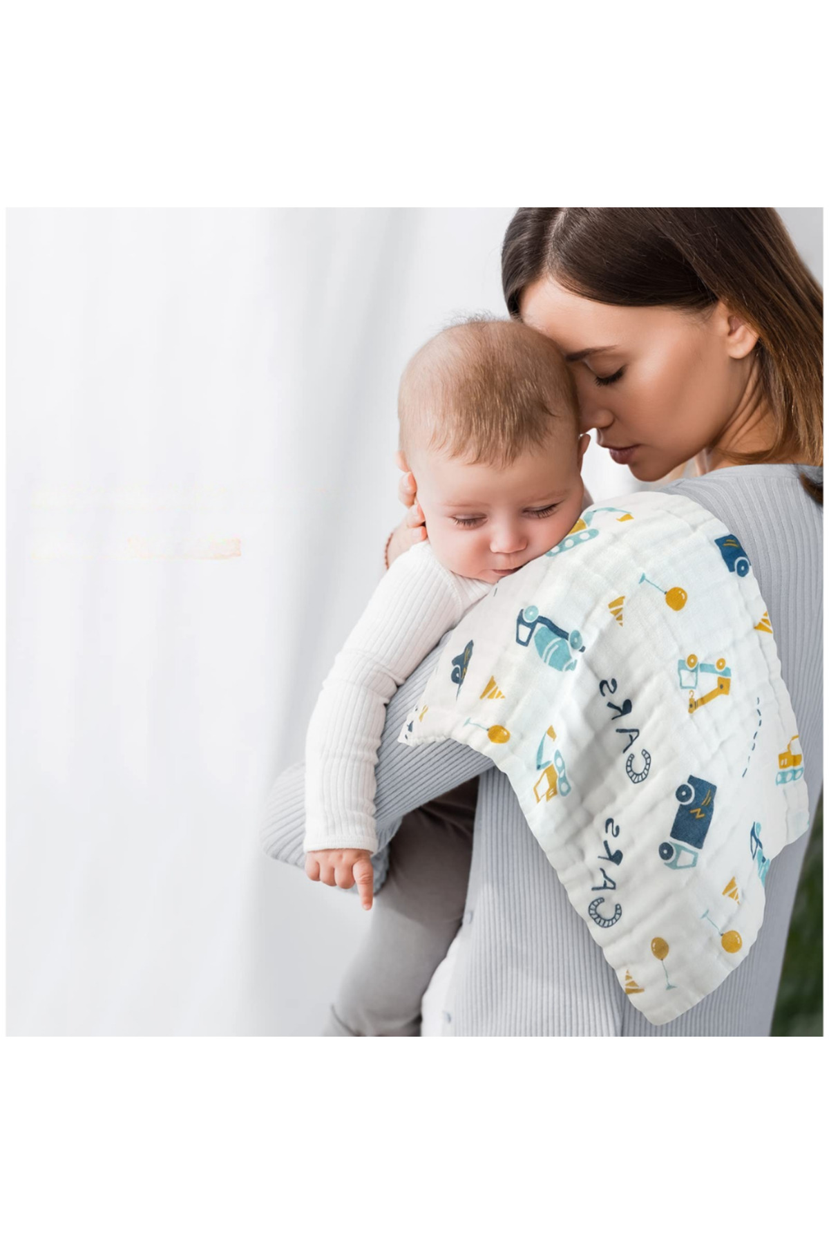 PAMUQ BABY 7'li Desenli Müslin Anne Omuz Geğirme - Bebek Ağız Mendili, %100 Pamuk