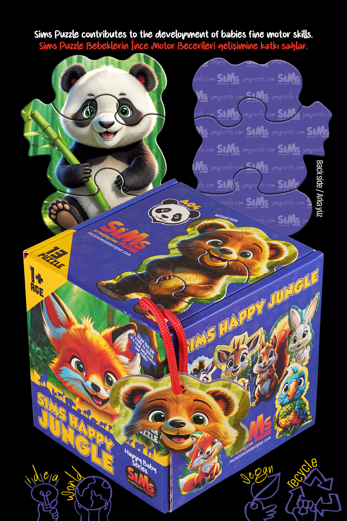 Sims Puzzle Bebekler İçin İlk Puzzle Yapboz Baby Orman - 1 Yaş Üstü Montessori Eğitici Oyuncak fotoğrafı 4 (önizleme)