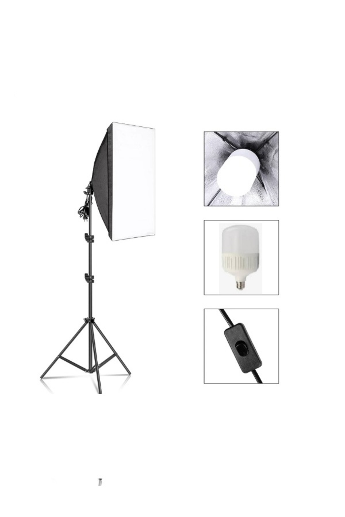 Ürün Çekimi Moda Reklam Cast İçin Güçlü 50 wat Led Ampullü Sürekli Işık Softbox Set 50x70 cm