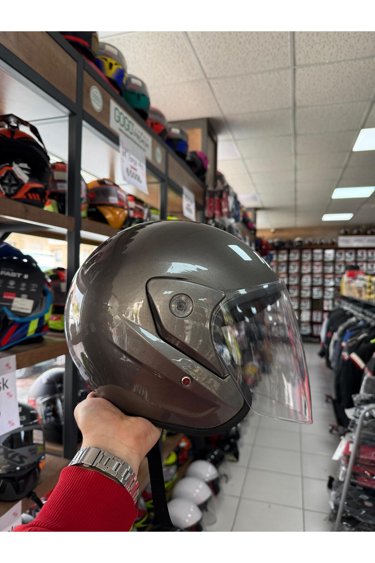 GOGOPREMİUM Kask Yarım Motosiklet Kaskı Açık Kask Nardo Gri A- Kalite