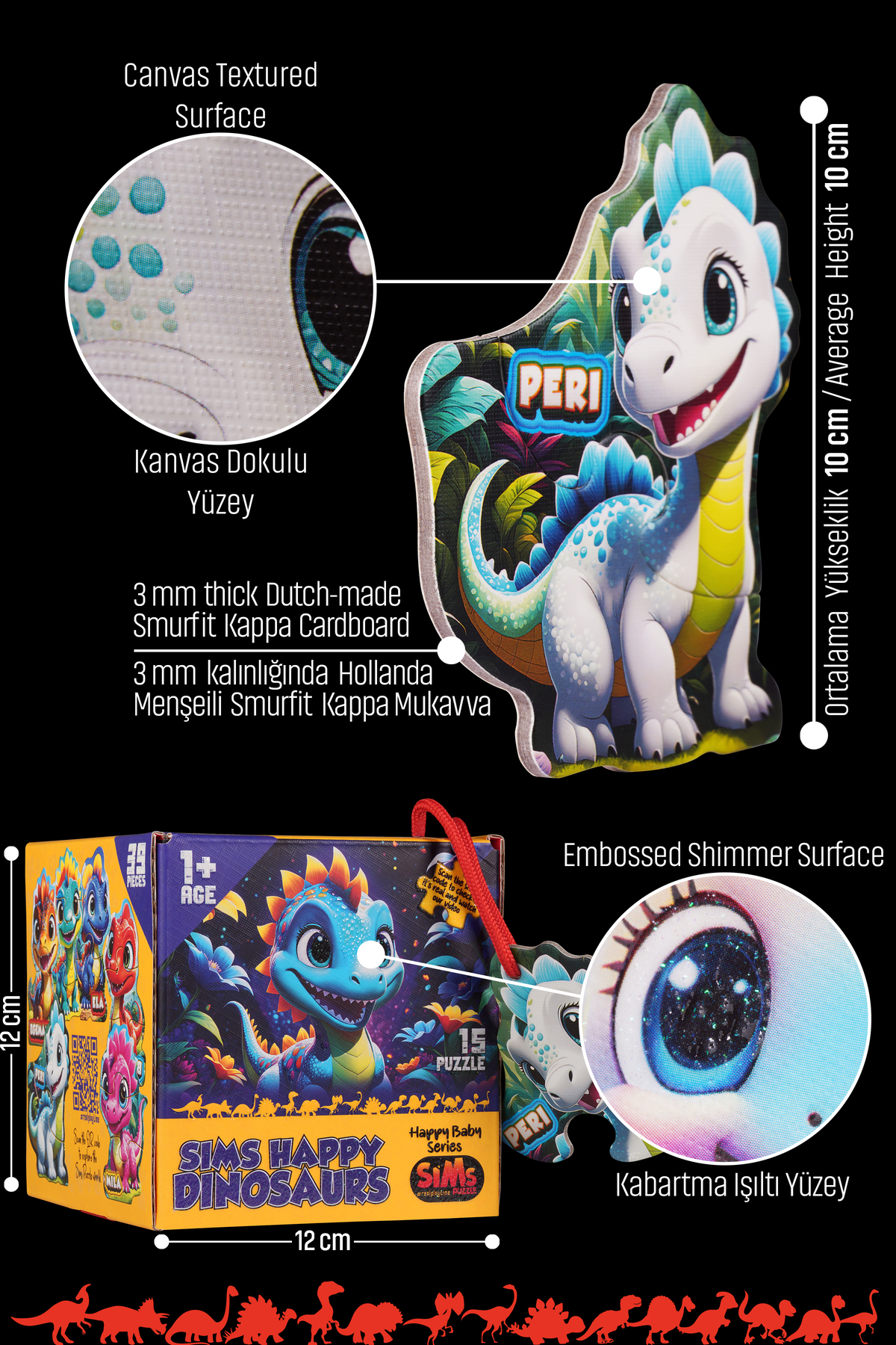 Sims Puzzle Bebekler İçin İlk Puzzle Yapboz Baby Dinozor - 1 Yaş Üstü Montessori Eğitici Oyuncak fotoğrafı 3 (önizleme)