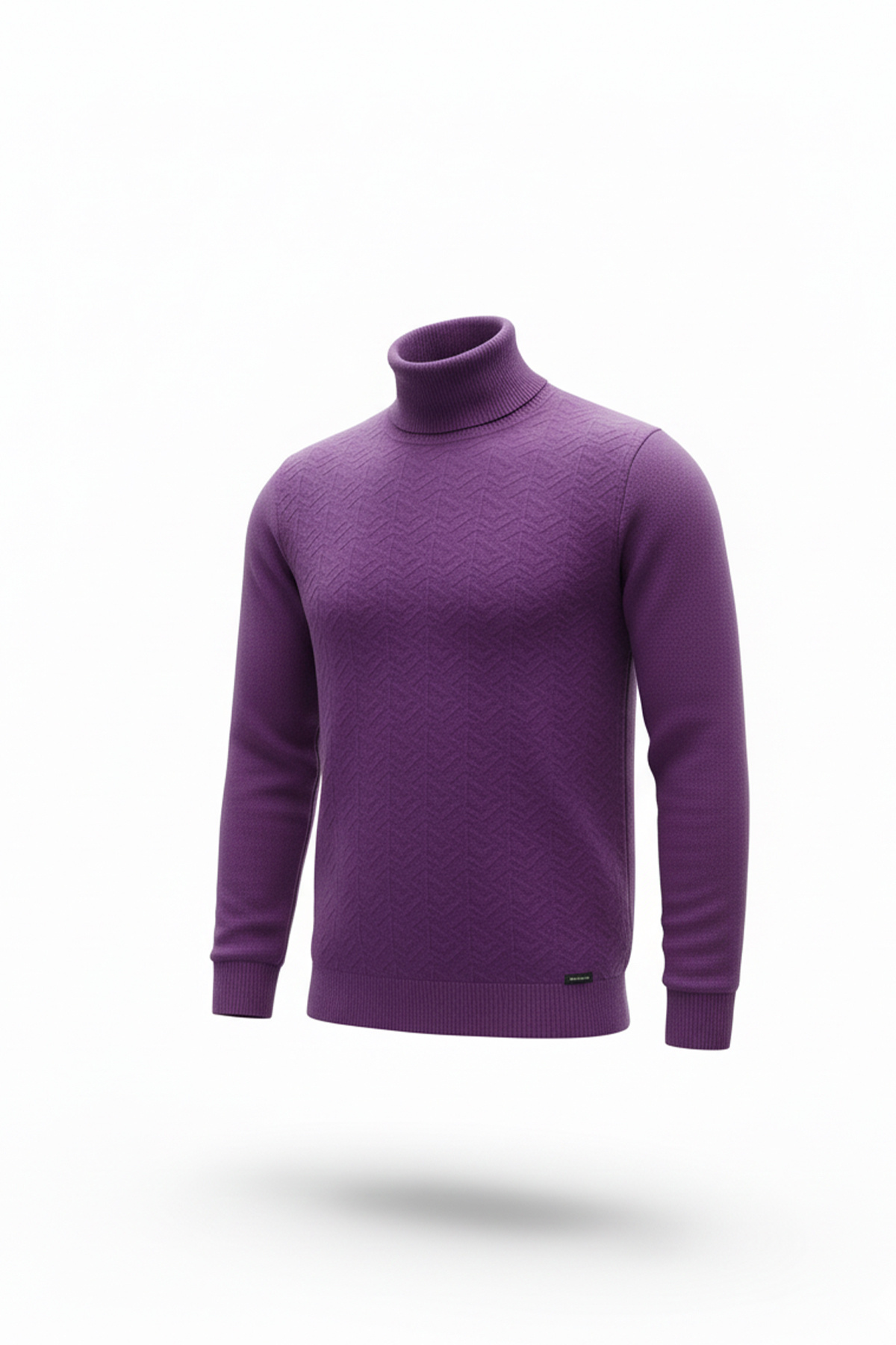 Erkek Balıkçı Yaka Regular Fit Kazak — بنفش T-208-06 — تصویر 4 از 4