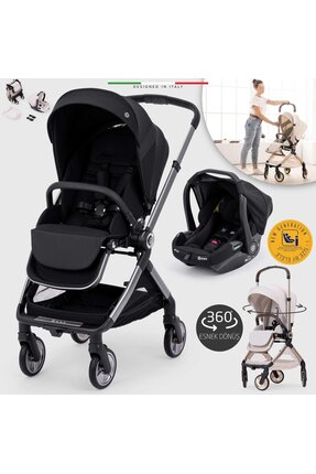 Elele Rotabile Premium Travel Sistem Bebek Arabası Siyah