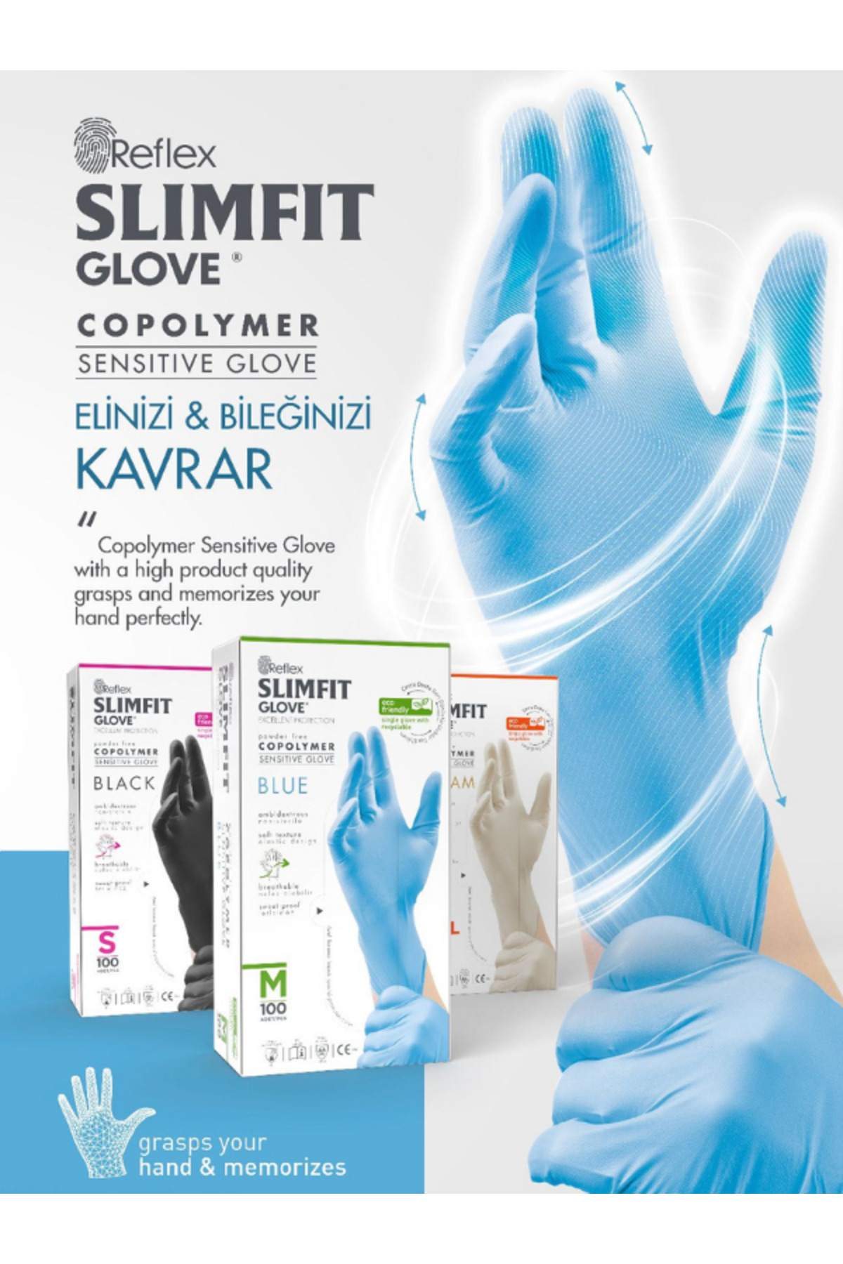 Reflex SLİMFIT PUDRASIZ ELDİVEN L-XL BEDEN 100'LÜ