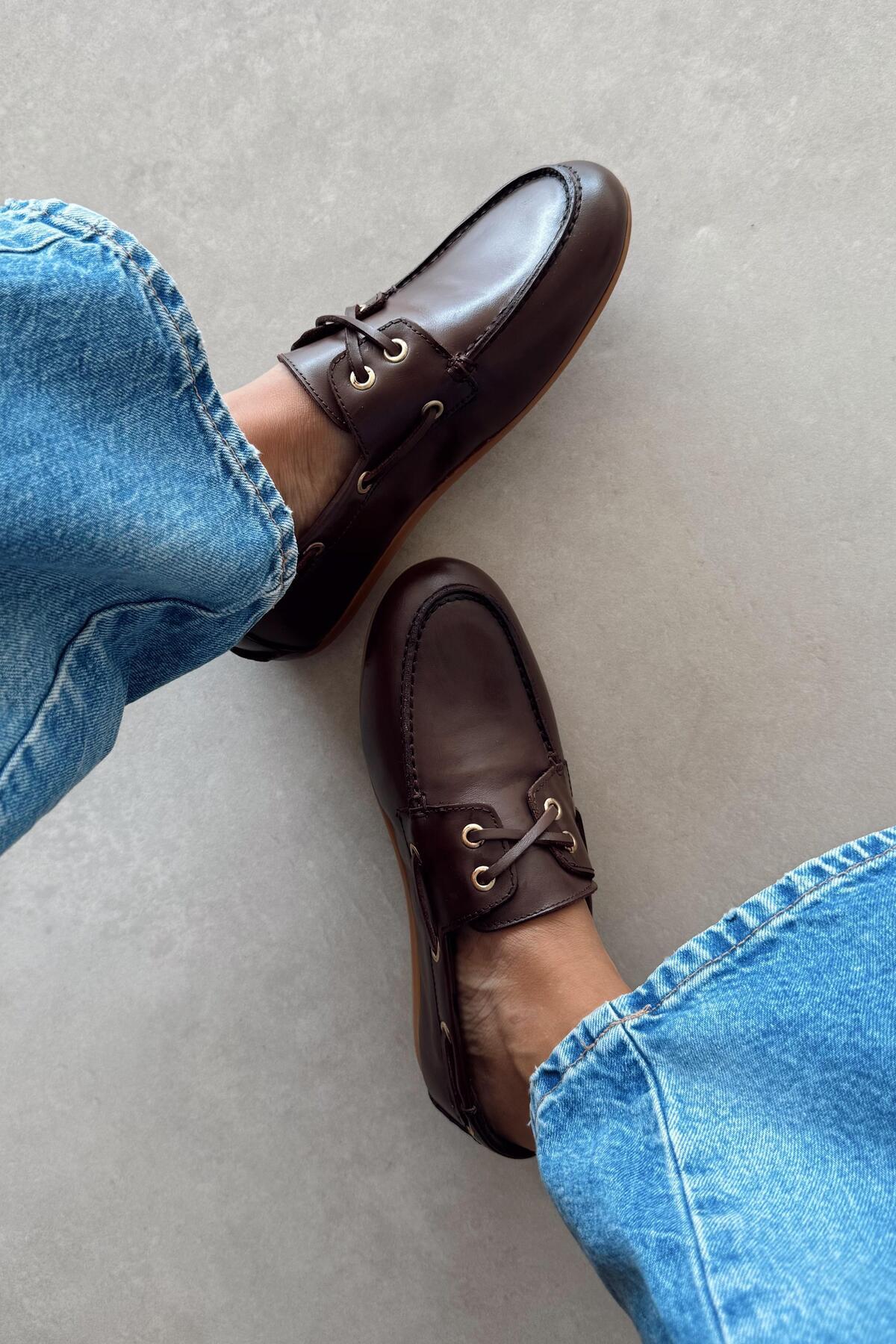 nope21shoess Alberta Kahverengi Hakiki Deri Ayakkabı görsel 2