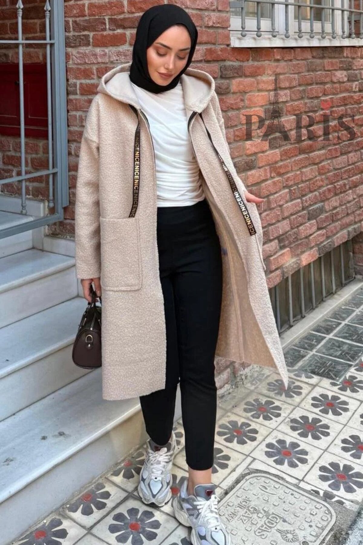 TrendParis  Fermuarlı Çift Cepli Buklet Kaban - Görsel 2