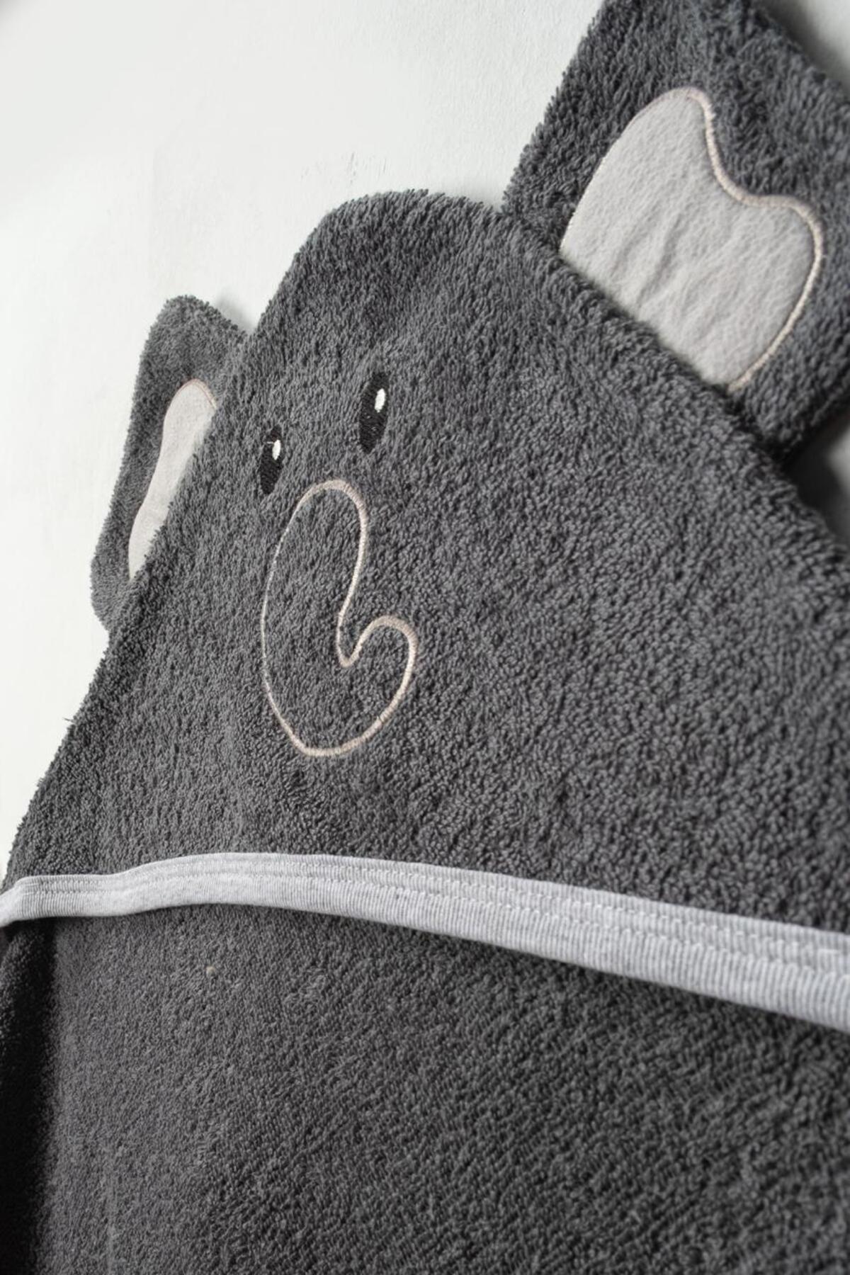 Buude Kids Fil Nakışlı Pamuk Bebek Havlu SET fotoğrafı 3 (önizleme)