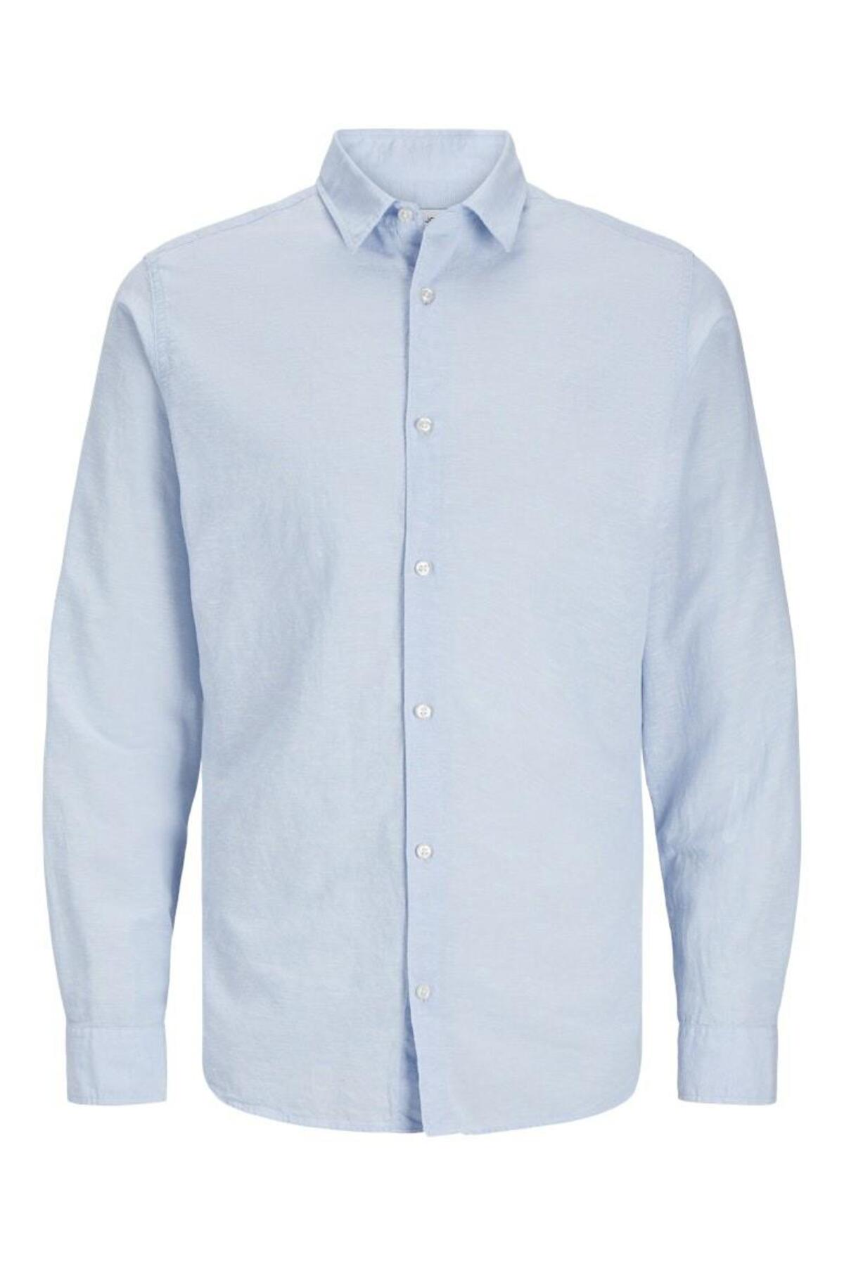 پیراهن نخی ترکیبی JJEBREEZE مدل LS SN جک اند جونز پیراهن Jack & Jones