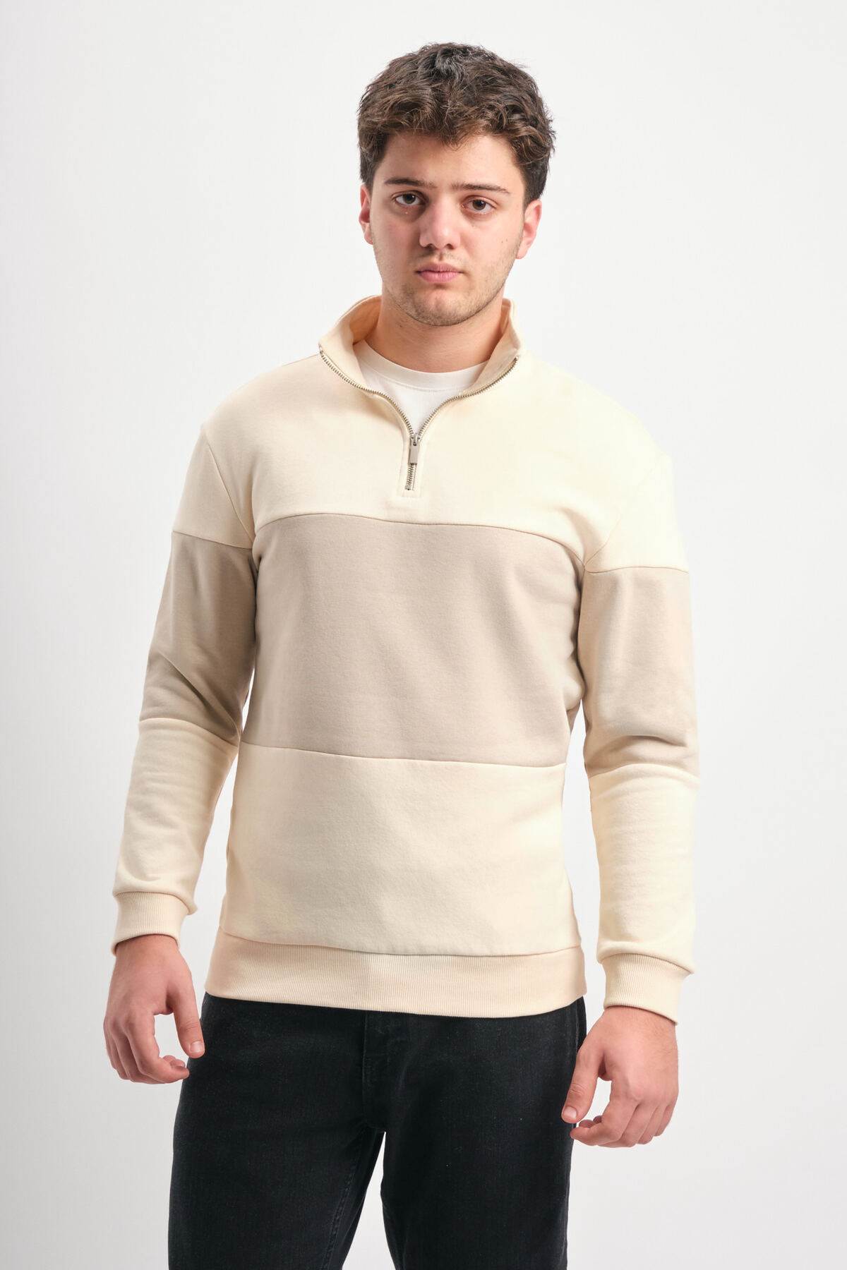 WE AND ME  Regular Fit Yarım Fermuarlı Dik Yaka Renk Bloklu Sweatshirt - Görsel 2