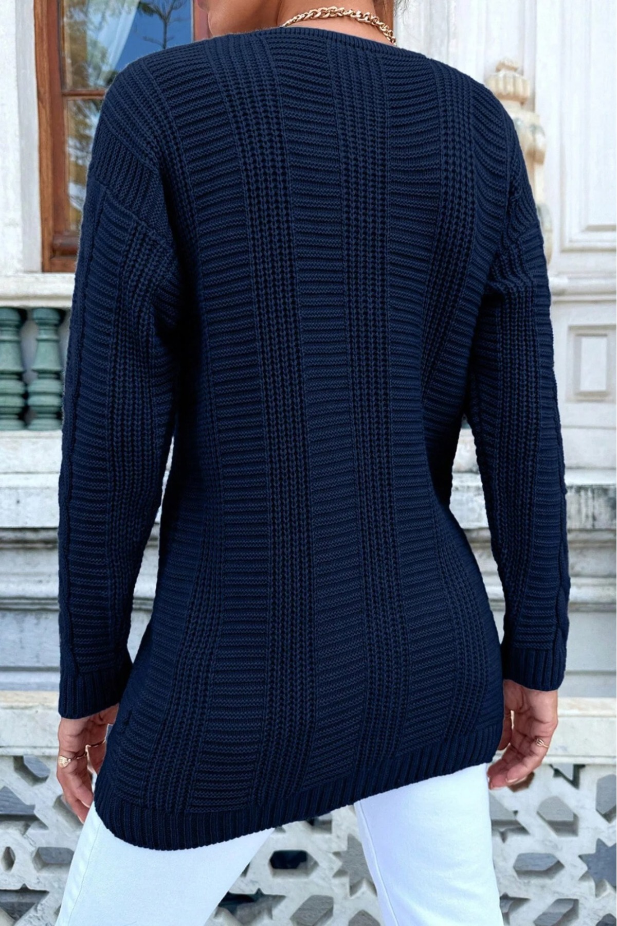 Cemre Life  Kadın Örgü Düğmeli Kalın Triko Hırka - Görsel 2