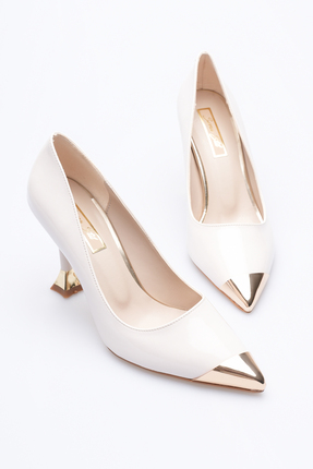 Sena Still Amor Rugan İnce Gold Burun Detaylı Özel Tasarım Topuk 7,5 Cm Şık K...