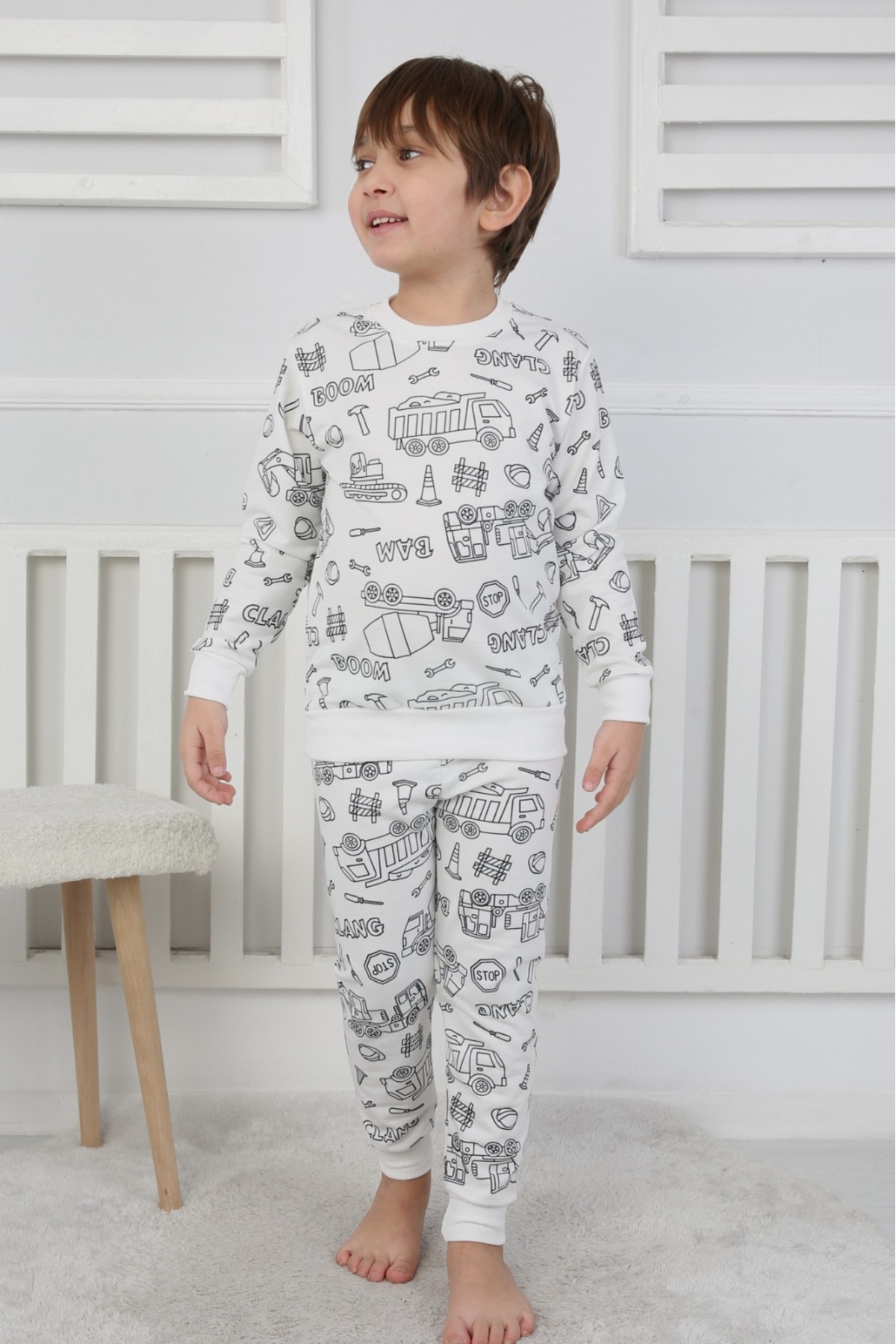 Yalçınoğlu Kids Boyanabilir Çocuk Pijama Takımı (1 BEDEN BÜYÜK TERCİH EDİNİZ) + Kalem Hediyeli I fotoğrafı 5 (önizleme)
