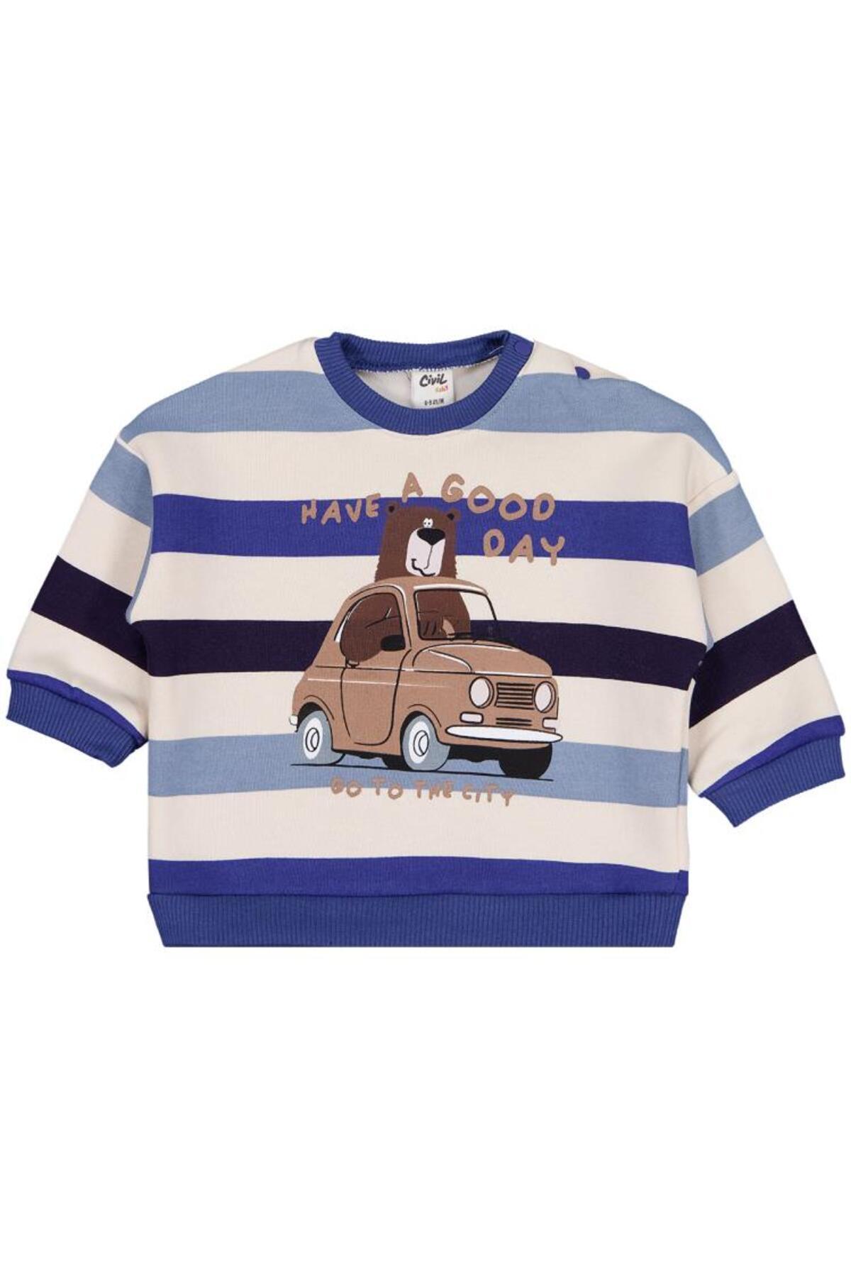 سیویل بیبی سویشرت راه راه طرح خرس تدی برای ۶ تا ۱۸ ماه - آبی ۱۸ تا ۲۴ ماه سیویل بیبی سویشرت راه راه طرح خرس تدی برای ۶ تا ۱۸ ماه - آبی ۱۸ تا ۲۴ ماه