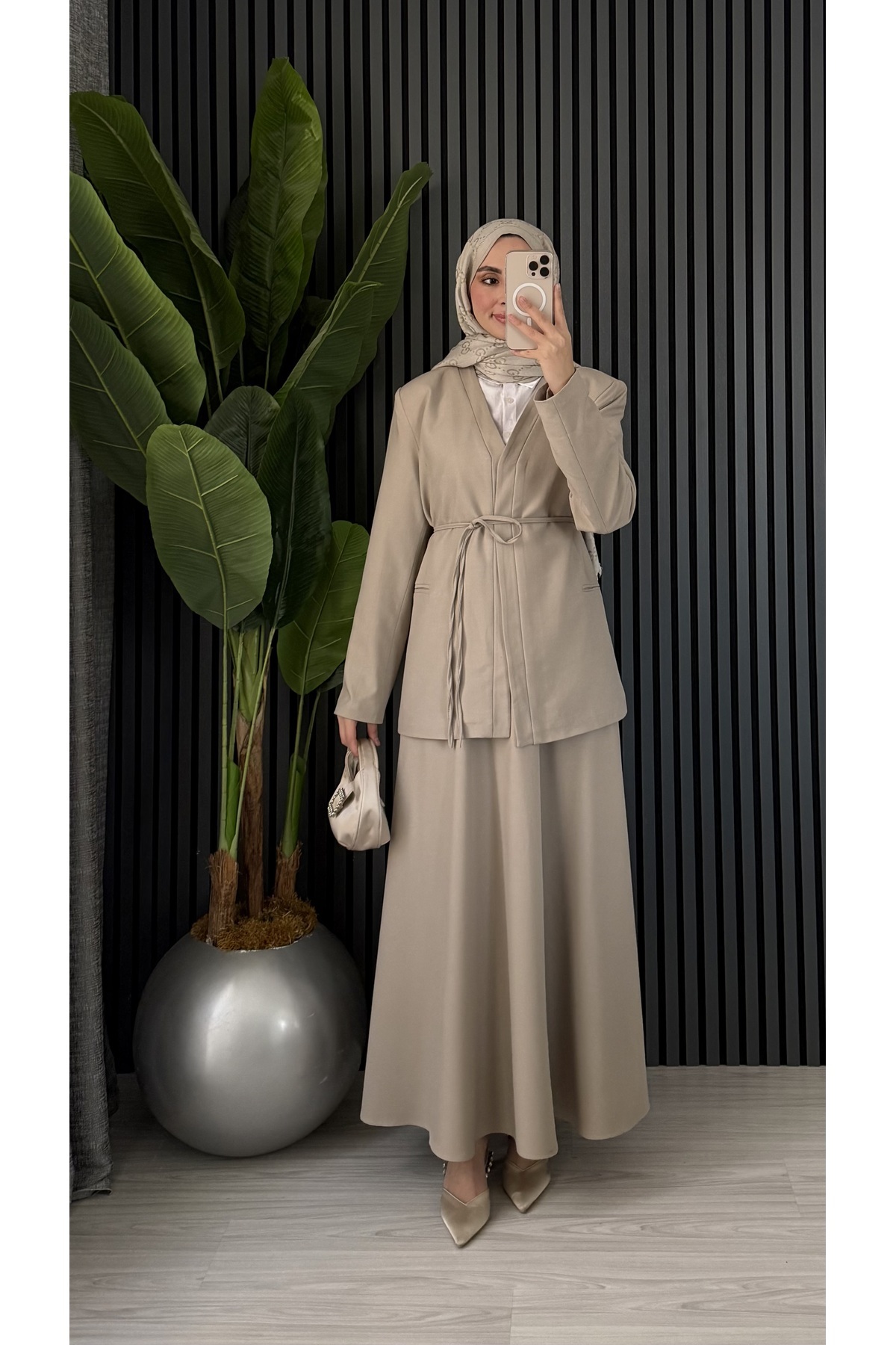 Molly Nelly Women's Lace Detailed Jacket Skirt Hijab Set