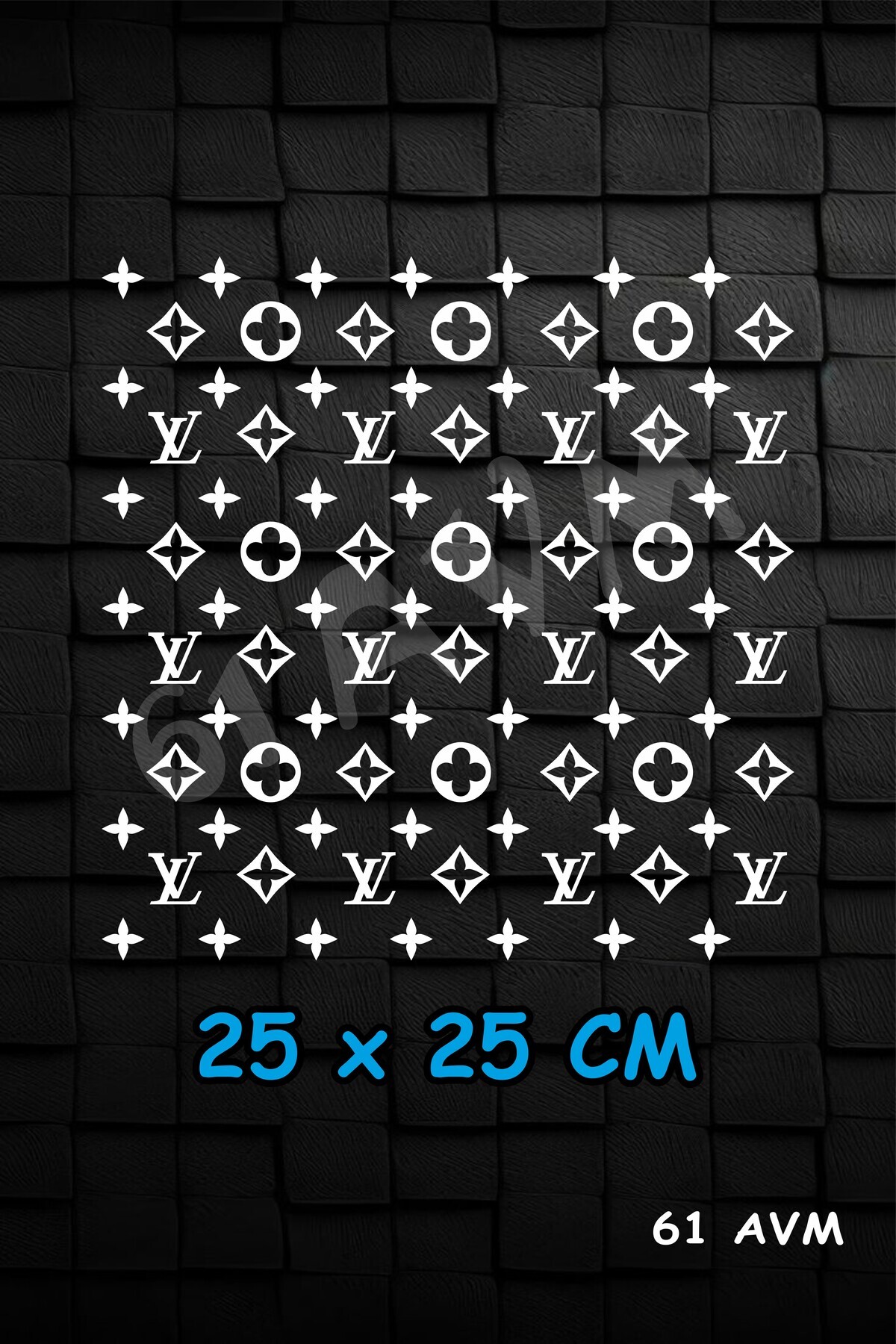 61 AVM LV Desen Sticker 25x25 Cm - Araç -Motor - Laptop - Kask Etiket - BEYAZ