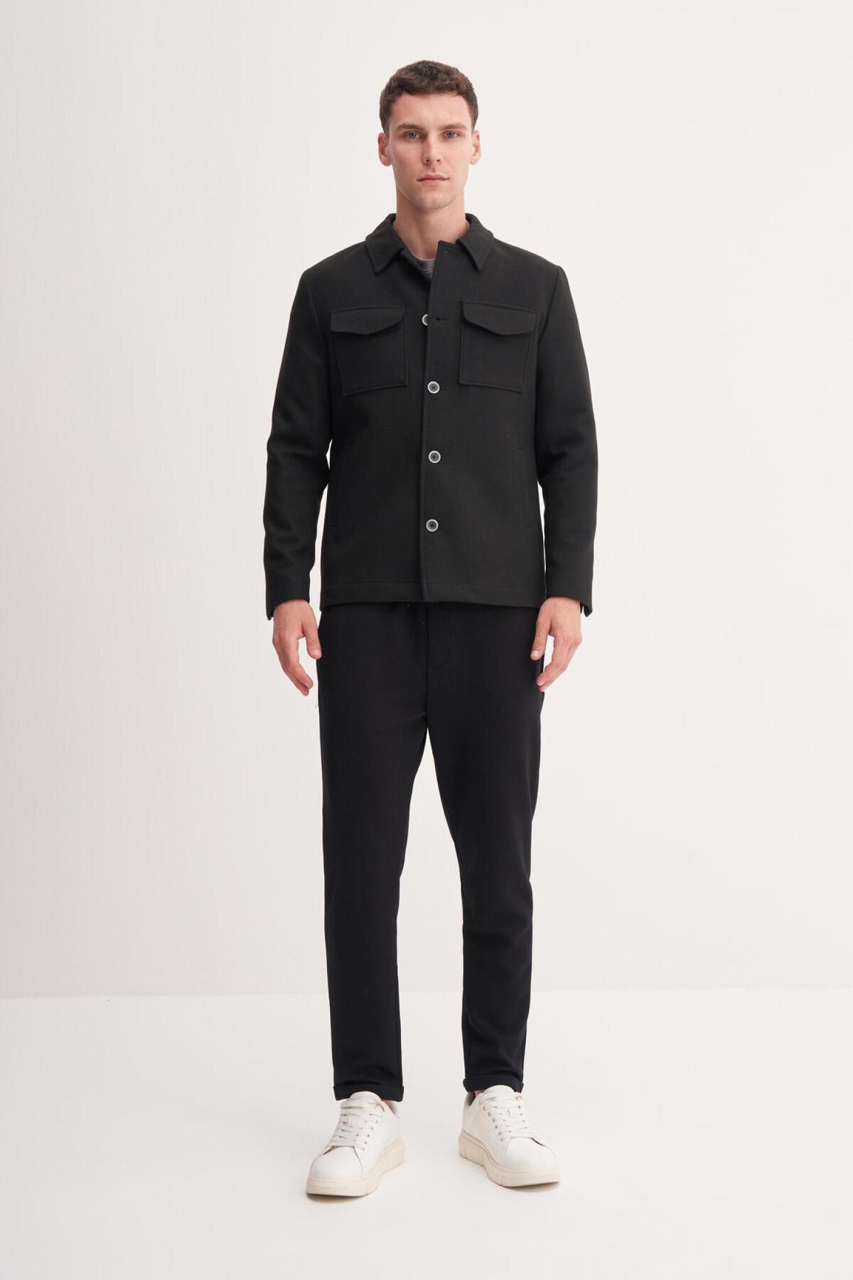 Kaşe Kumaş Slim Fit Premium Mont-13235 — طلایی — تصویر 3 از 3