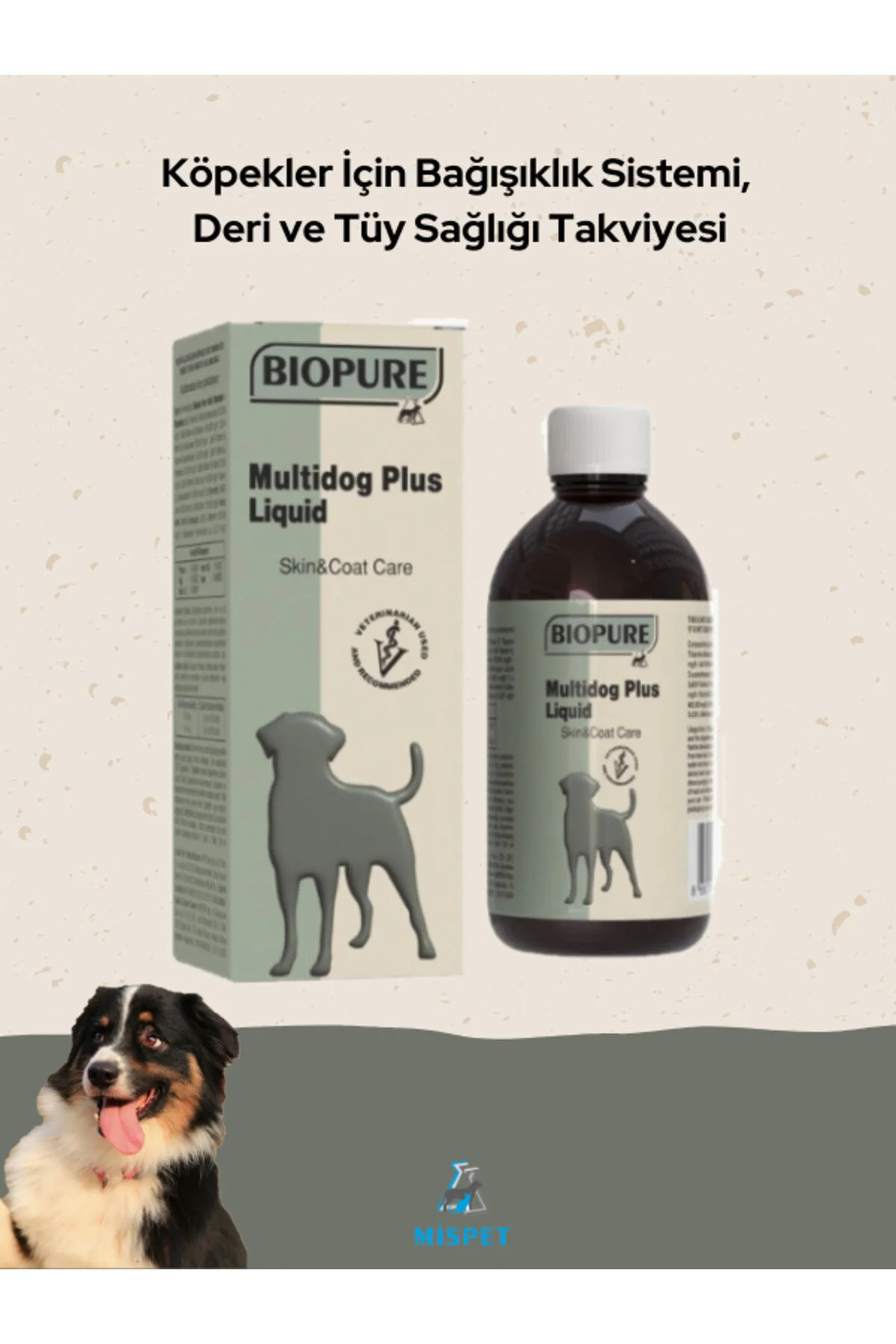 BIOPURE By MİSPET Köpekler İçin Bağışıklık Sistemi, Deri Ve Tüy Sağlığı Takviyesi 50 ml - Multidog Plus Liquid