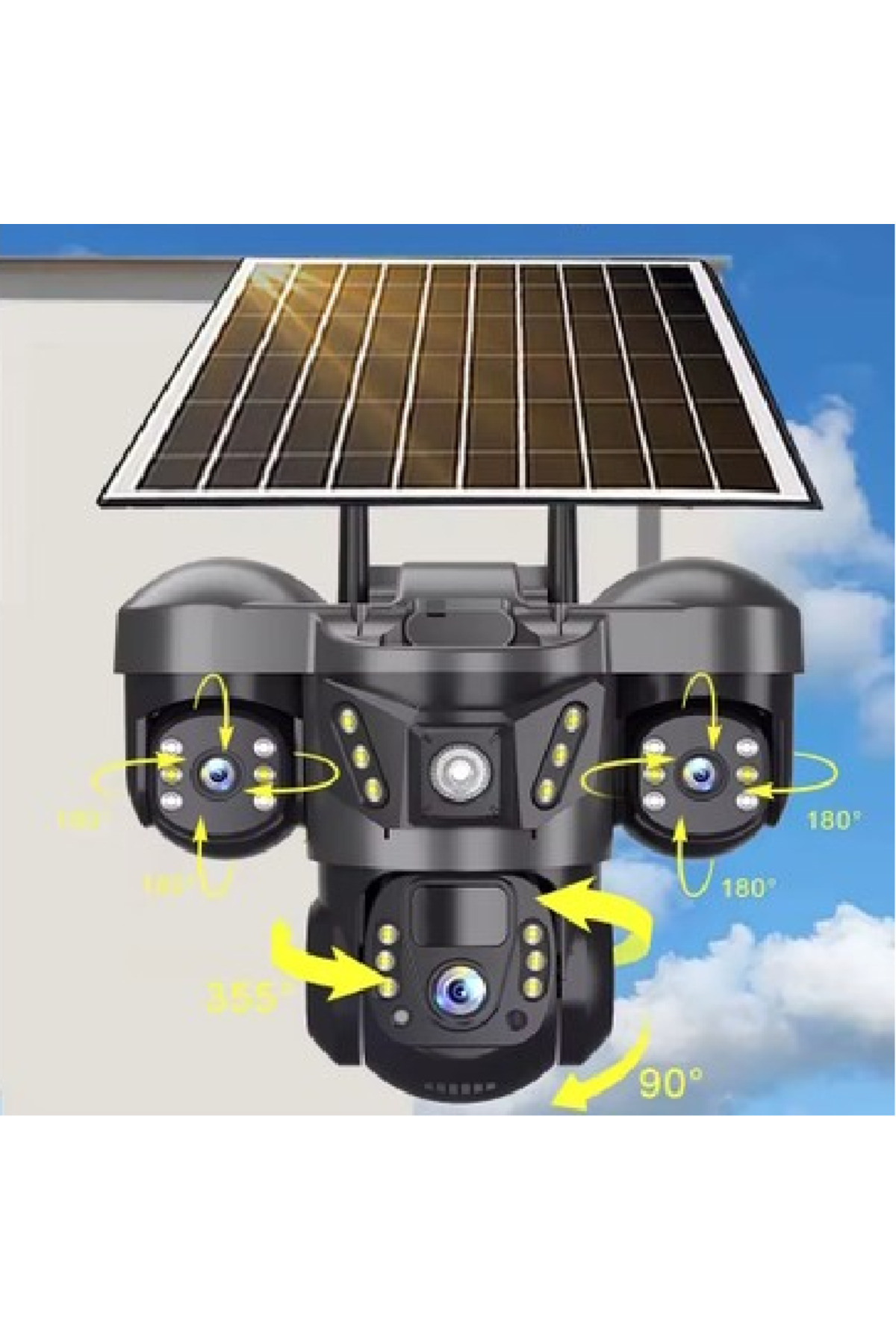Kualite 3 Kameralı O-kam 7070 Gece Görüşlü 9 MP Güneş Panelli 4g Sim Kartlı Solar Güvenlik Kamerası