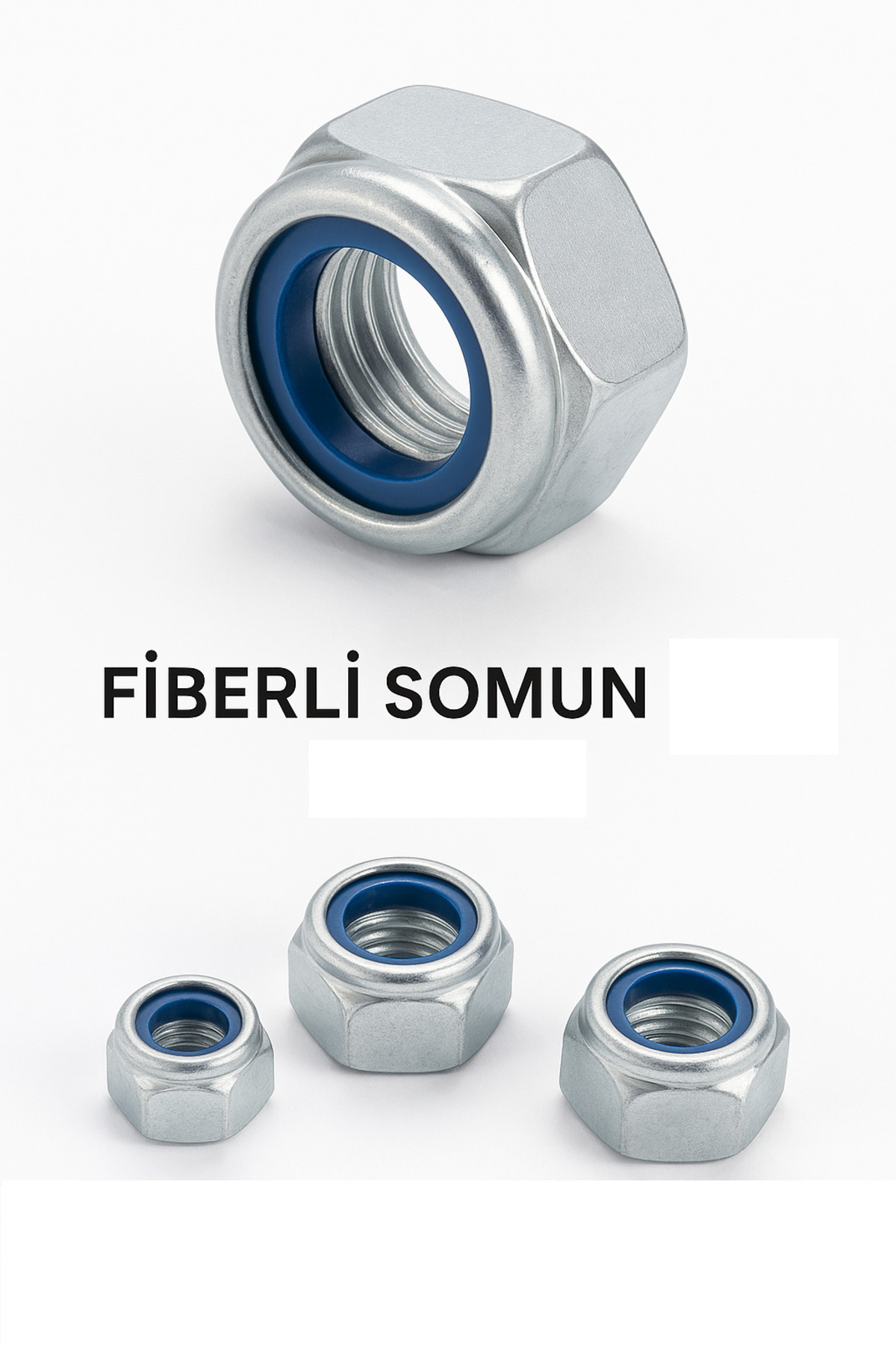 costech M12 FİBERLİ Altı Köşe Beyaz Somun – DIN 985 Contalı Somun 25 Adet