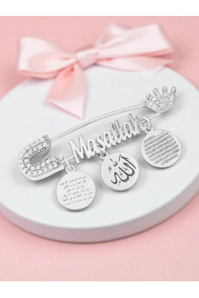 LITTLELUXE 925 Ayar Gümüş Bebek İğnesi İsimli Bebek Maşallah İğnesi Bebek Yak...